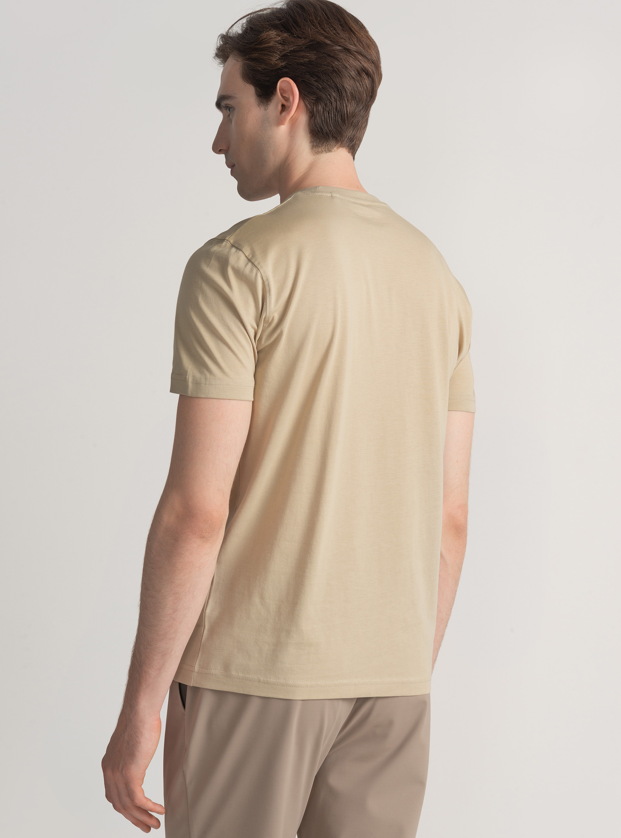 Half-sleeve T-shirt in Supima cotton, SAND