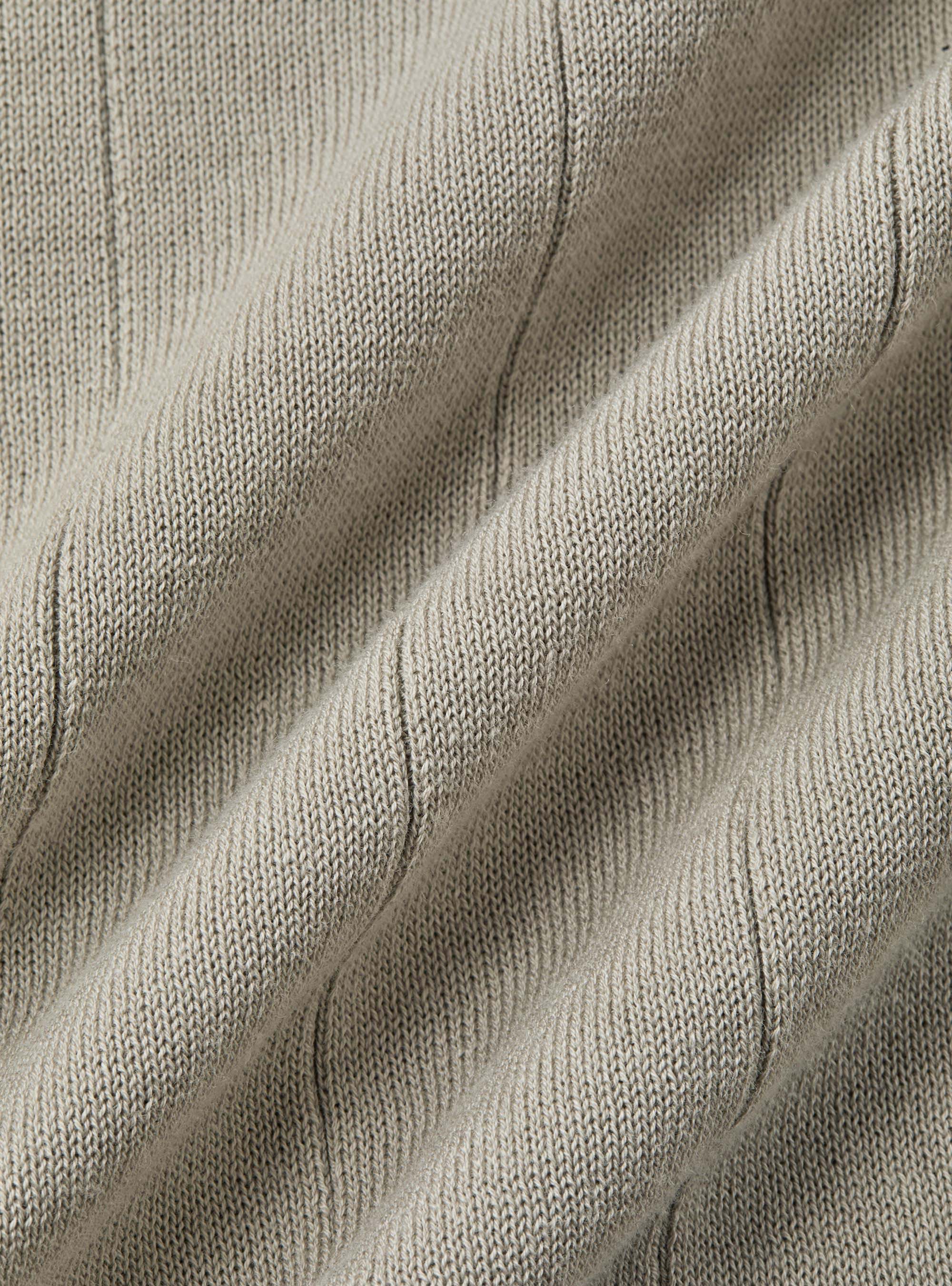 Pure cotton flat-ribbed sweater, SAND