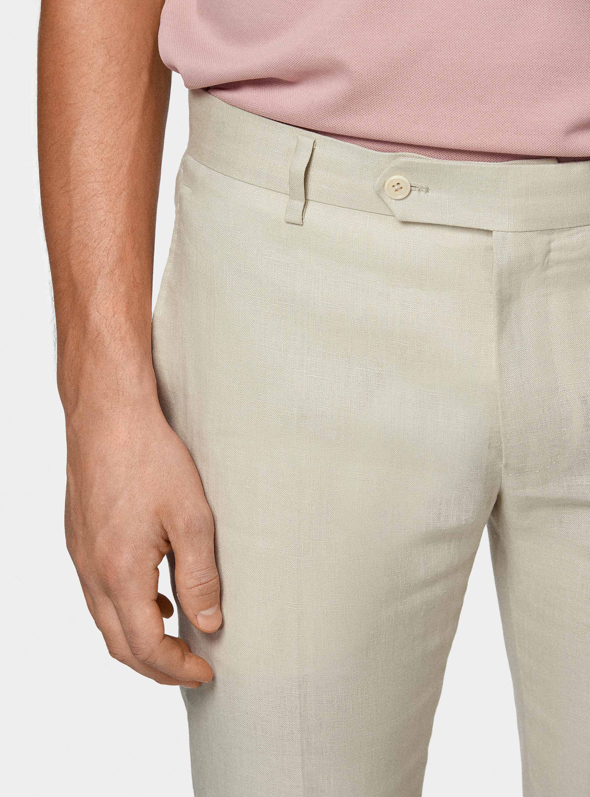 Pantaloni abito in puro lino, ECRU