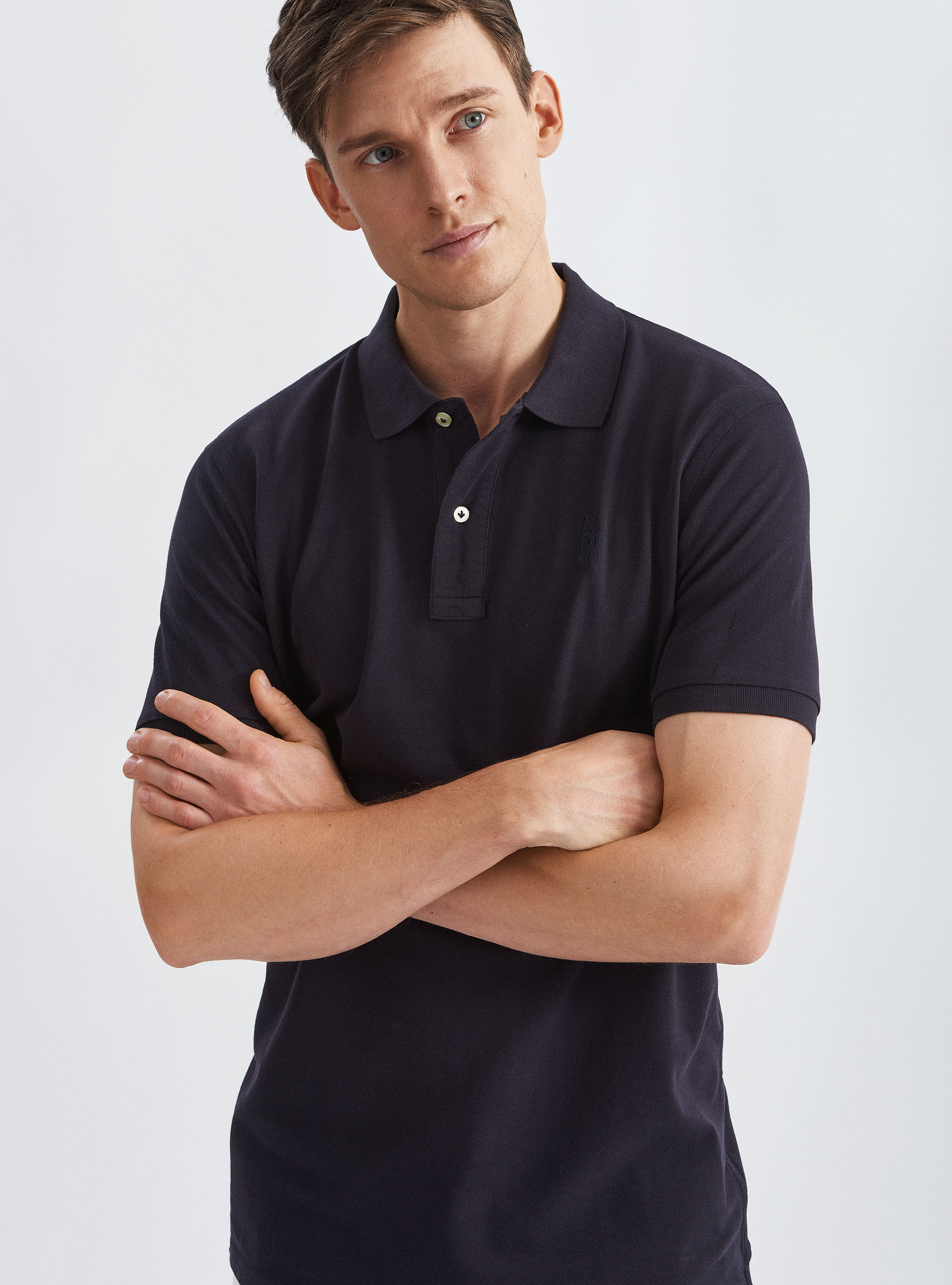 Klassisches Piqu&eacute;-Poloshirt, NAVY 0218C