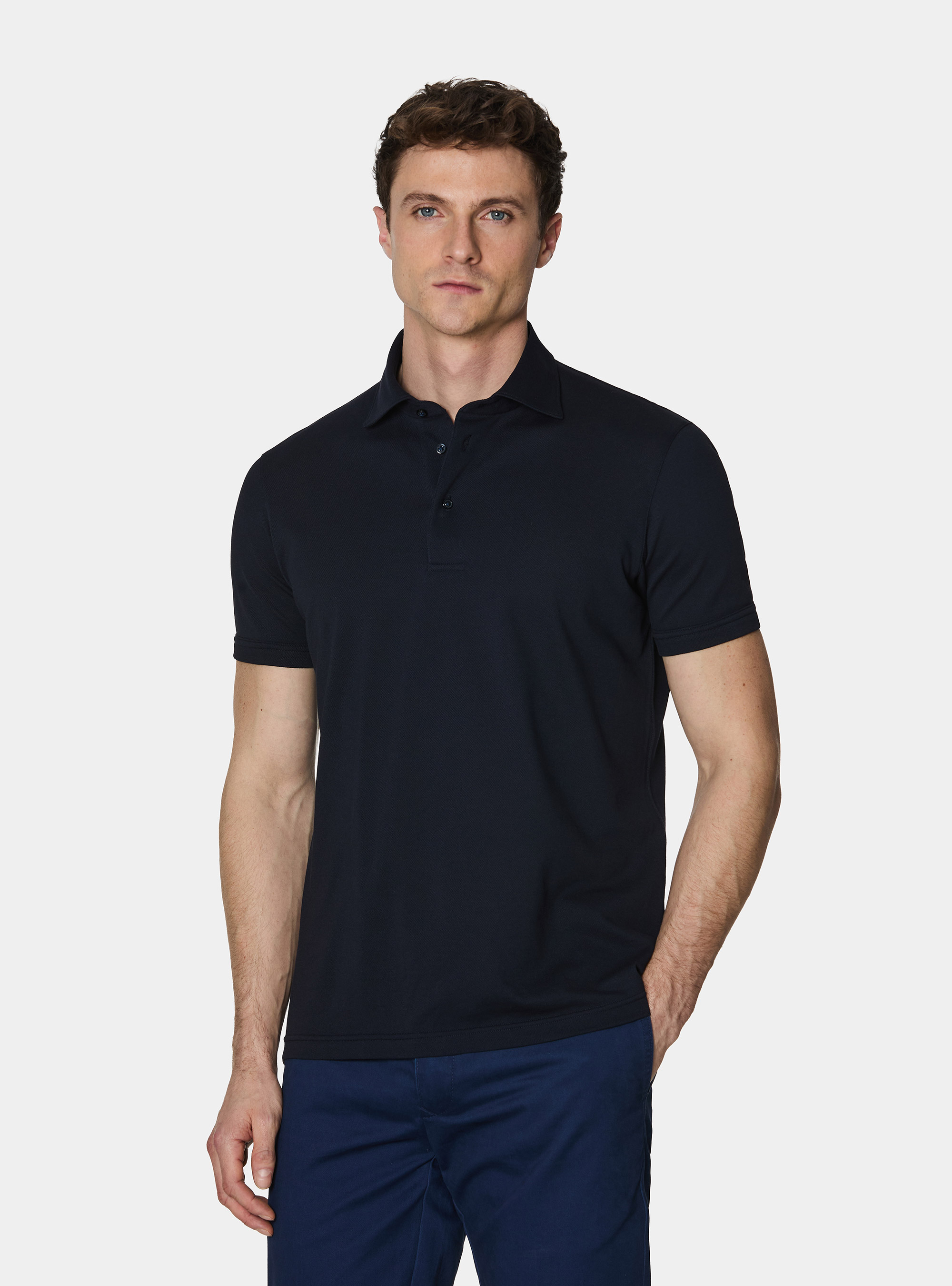 Polo de piqu&eacute; el&aacute;stico GT01, AZUL MARINO