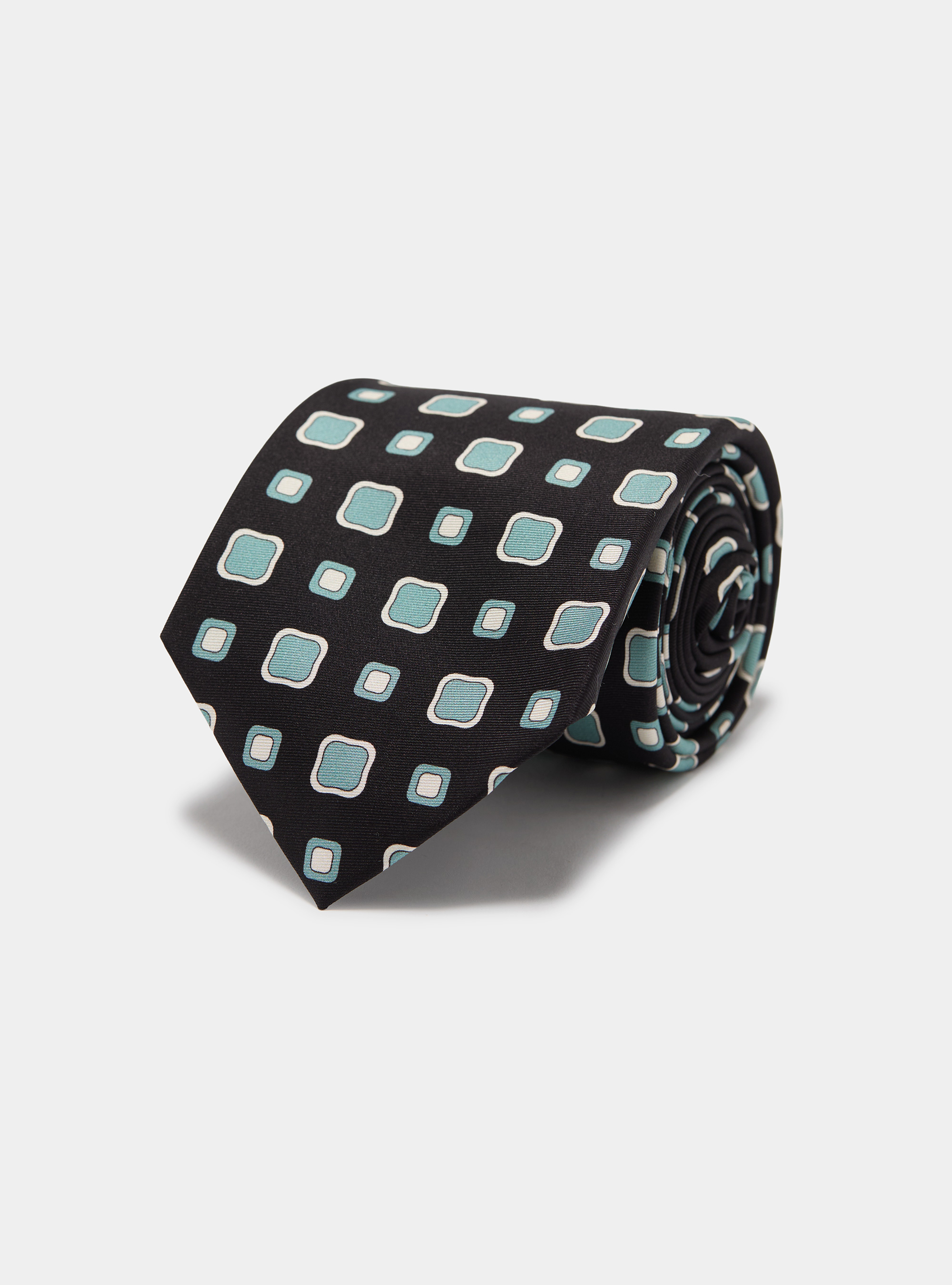 Patterned silk twill tie, NAVY BLUE