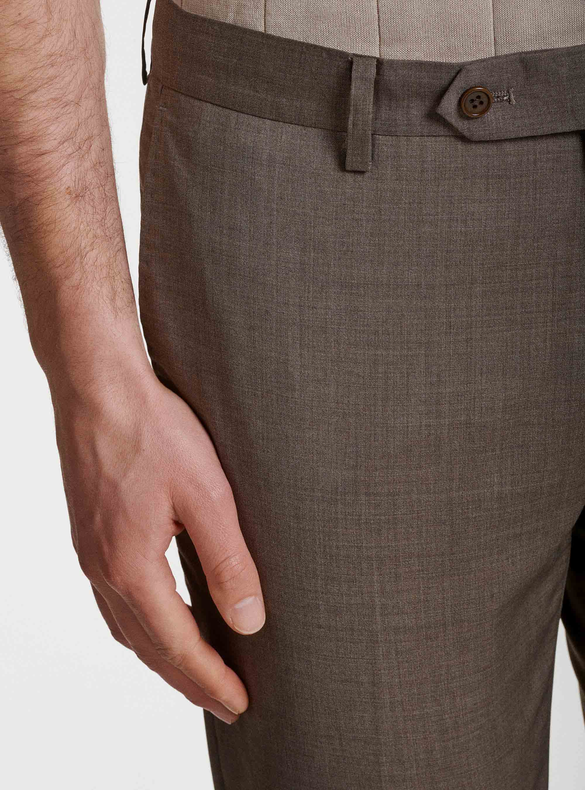 Suit trousers in pure superfine wool 130's Reda, MUD
