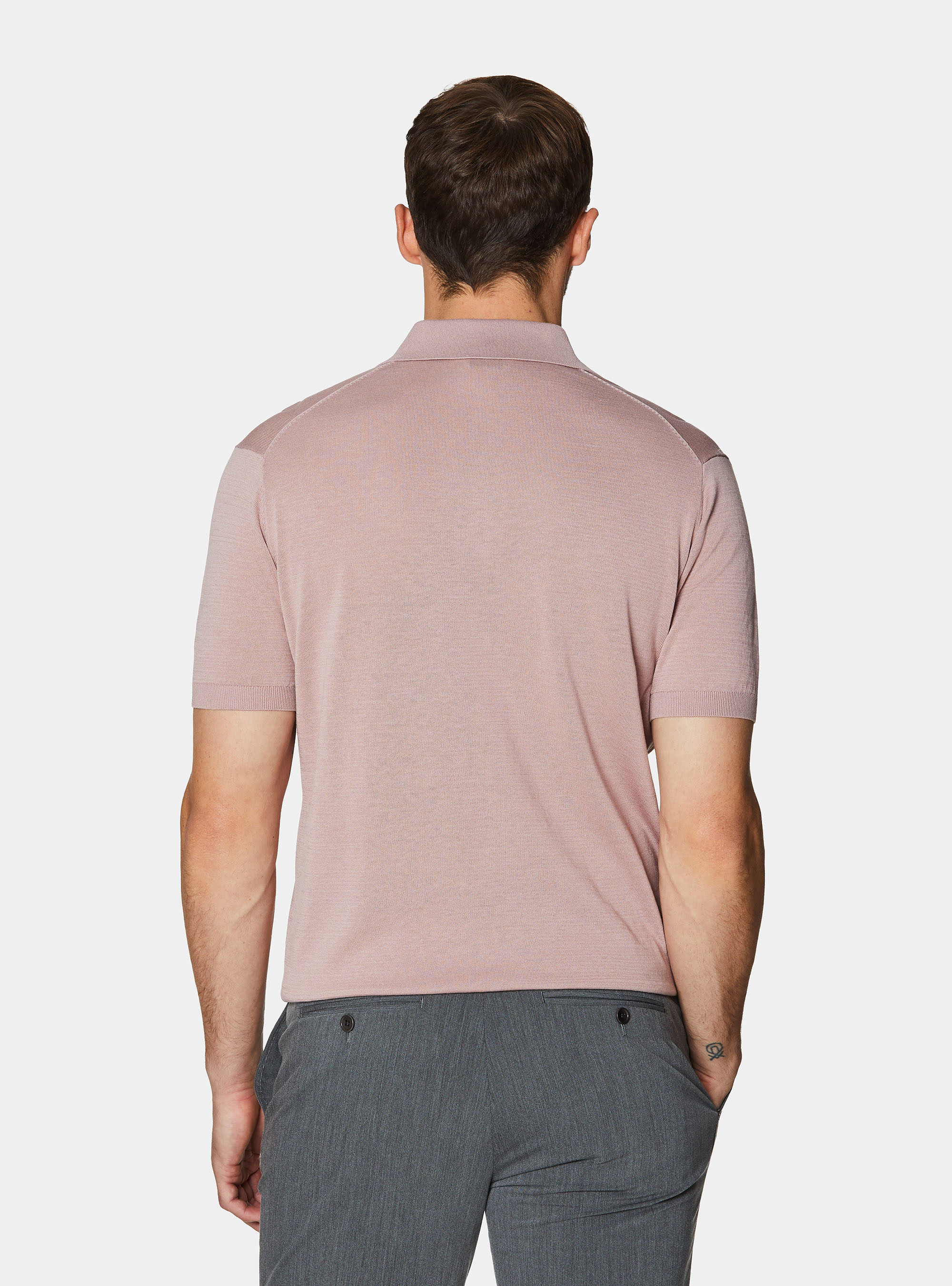 Cotton and silk polo shirt, 0441C ROSA SCURO
