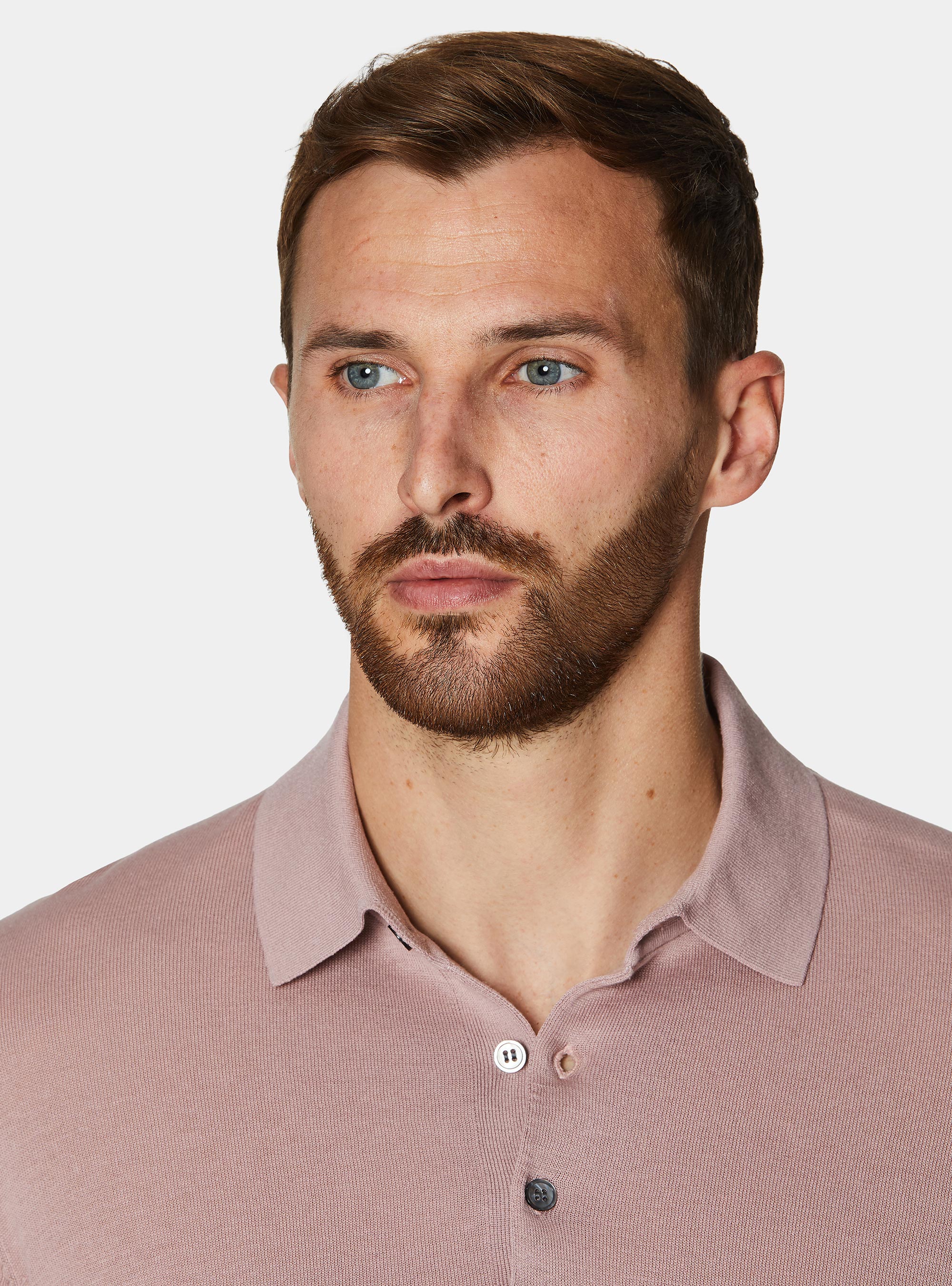 Cotton and silk polo shirt, 0441C ROSA SCURO