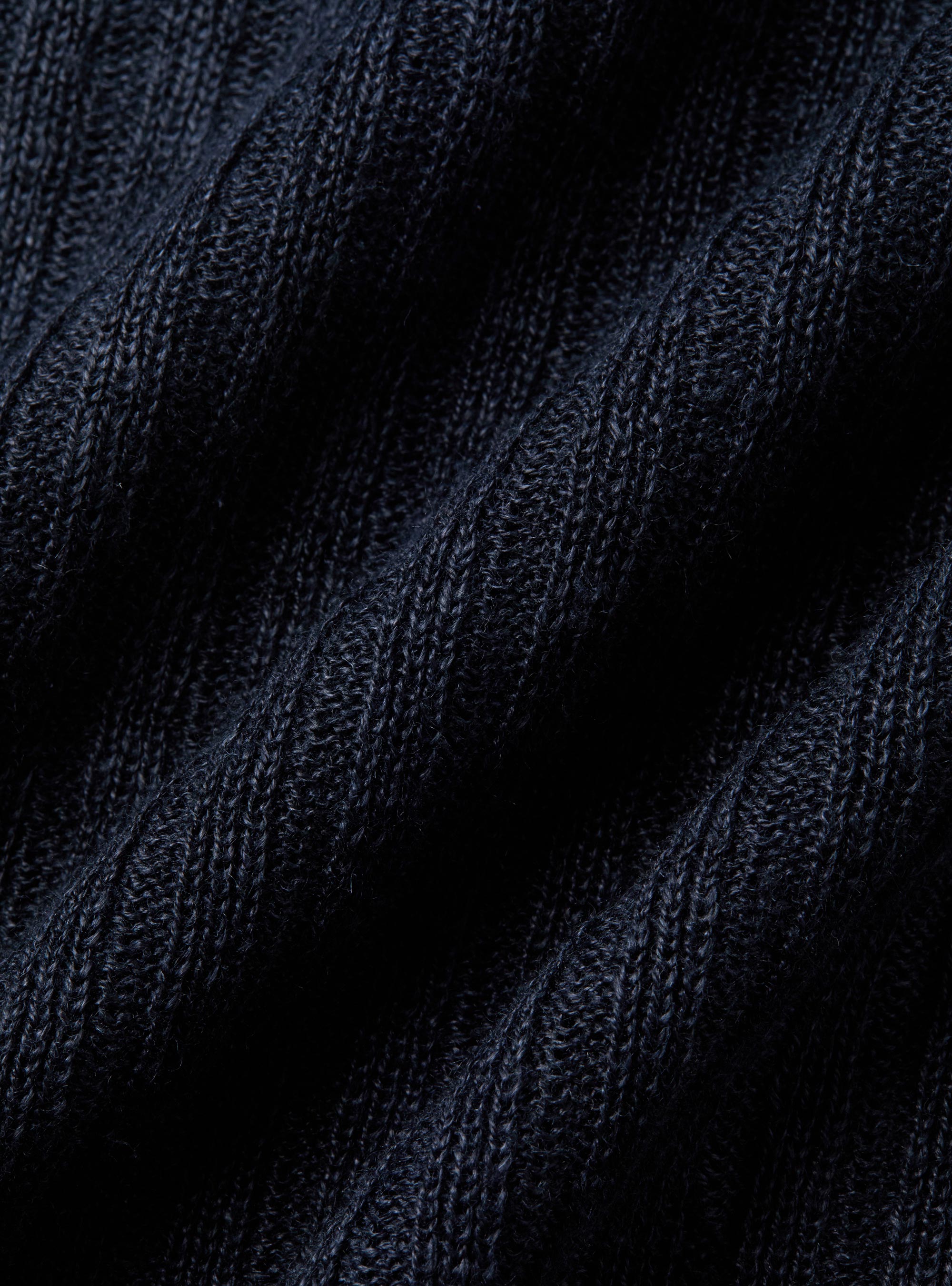 Rundhals-Rippstrickpullover aus reinem Leinen, NAVY 0218C