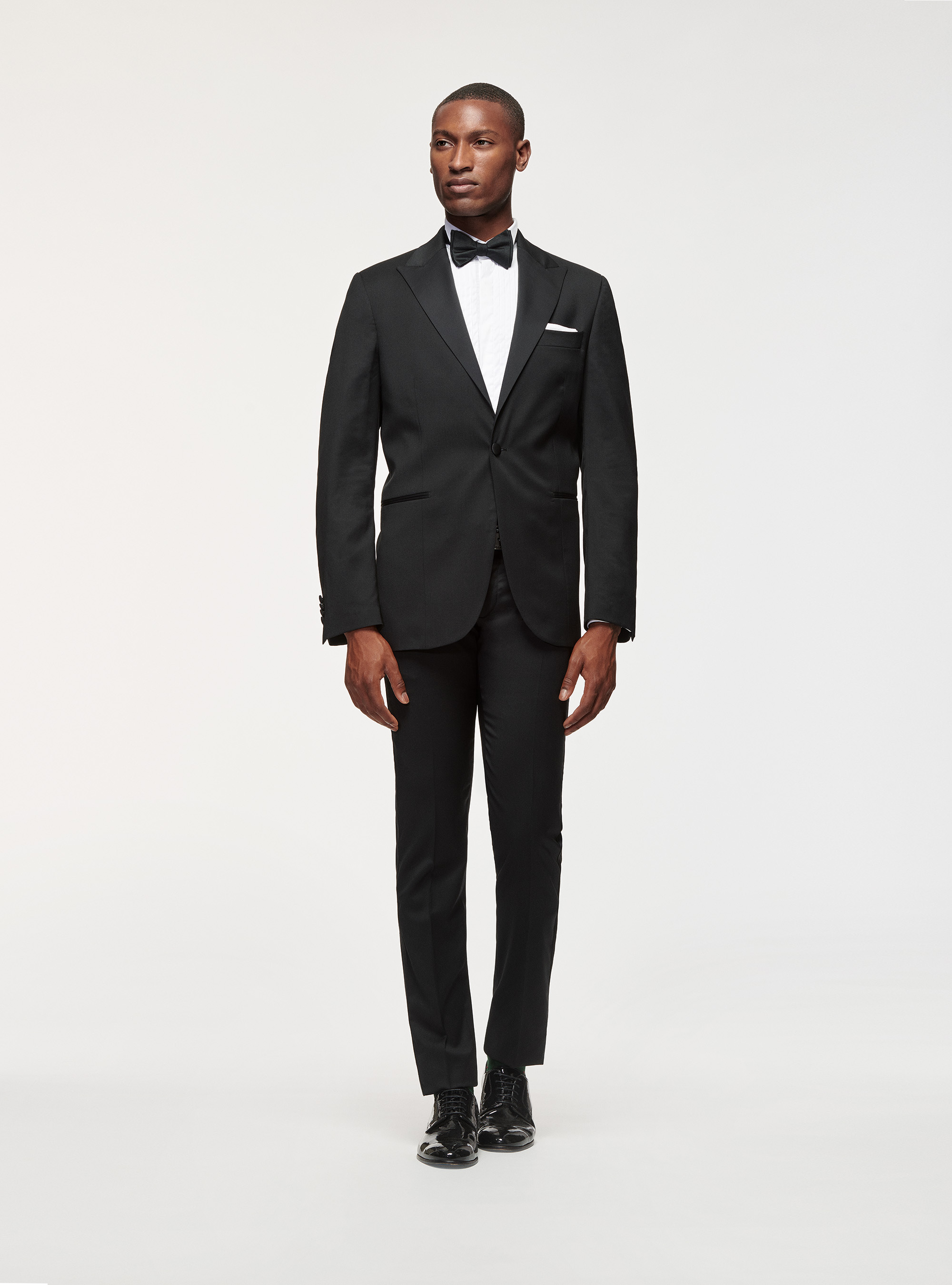Pantalon smoking en pure laine, NOIR