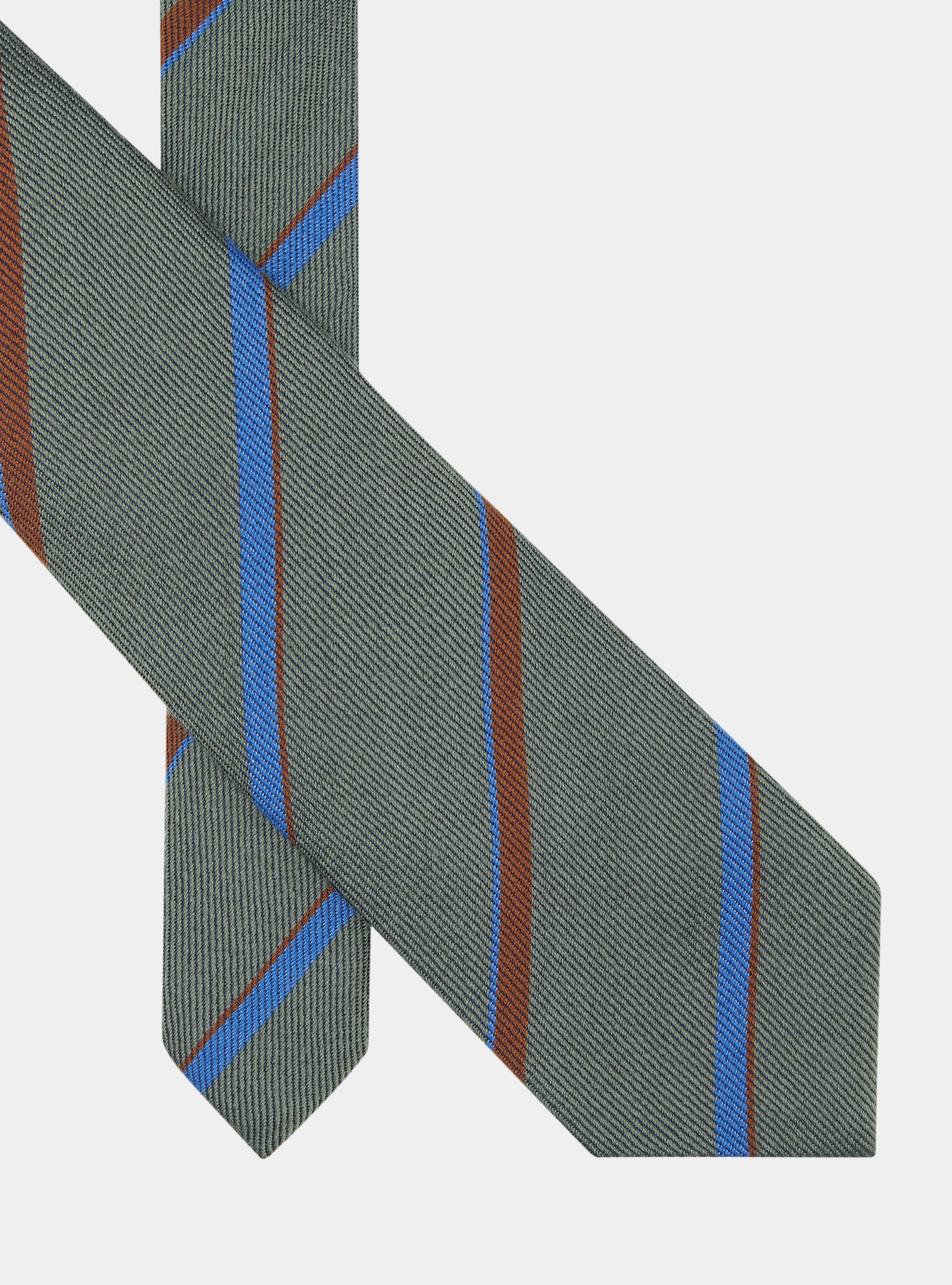 Cravatta rigata in twill di lana e seta, VERDE