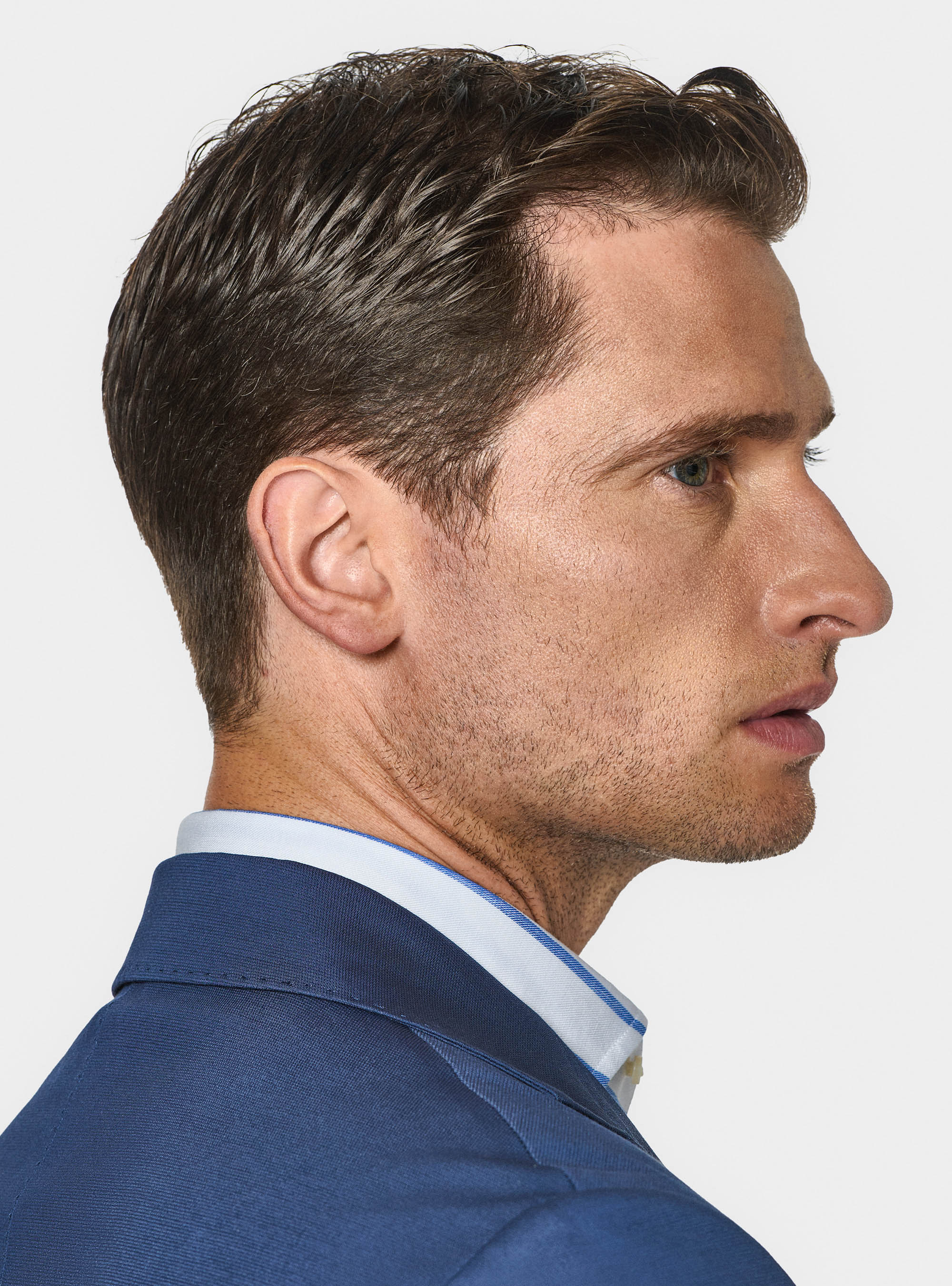 Veste de costume en coton blind&eacute;, BLEU