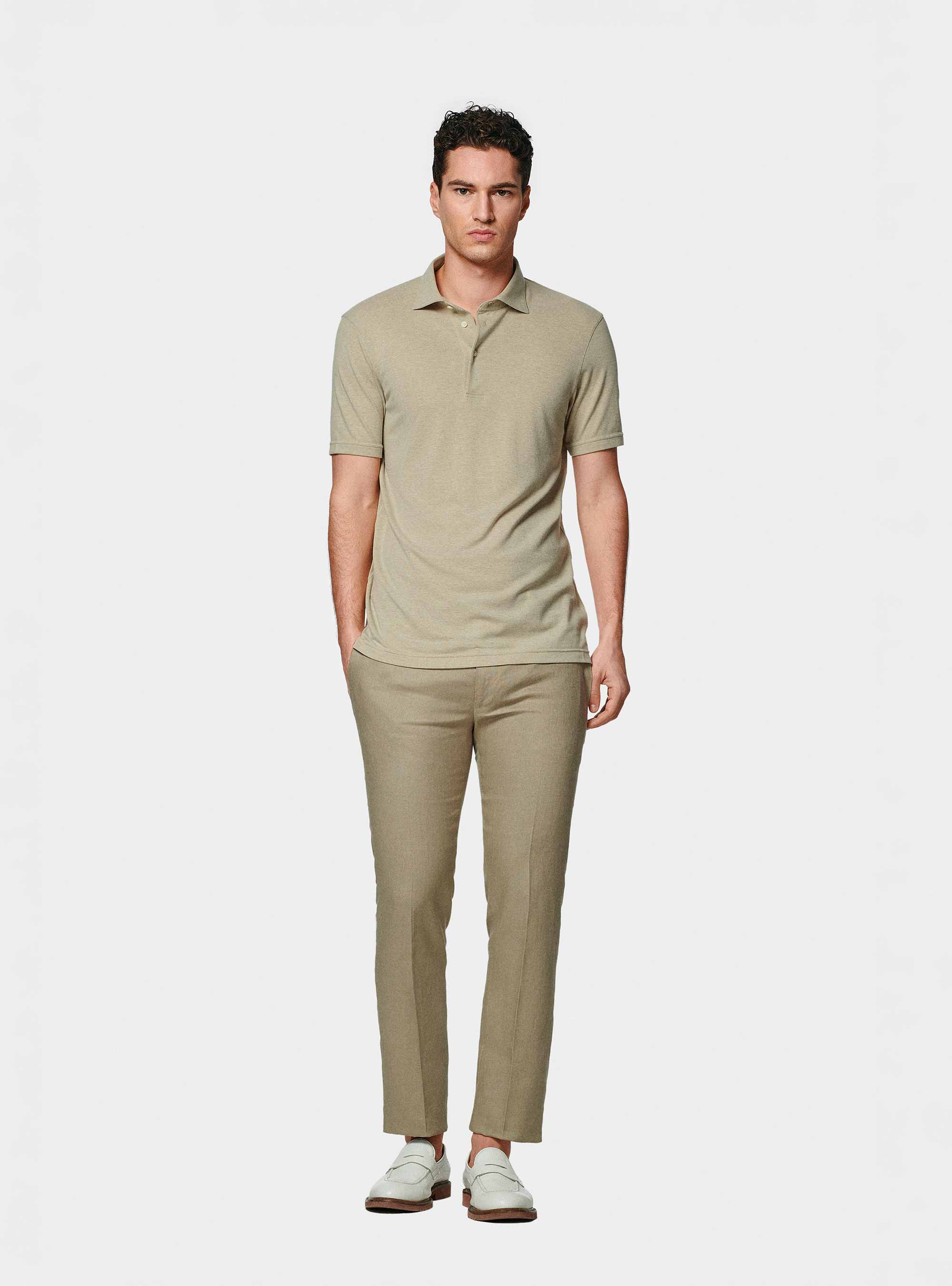 GT01 stretch pique polo shirt, SAND
