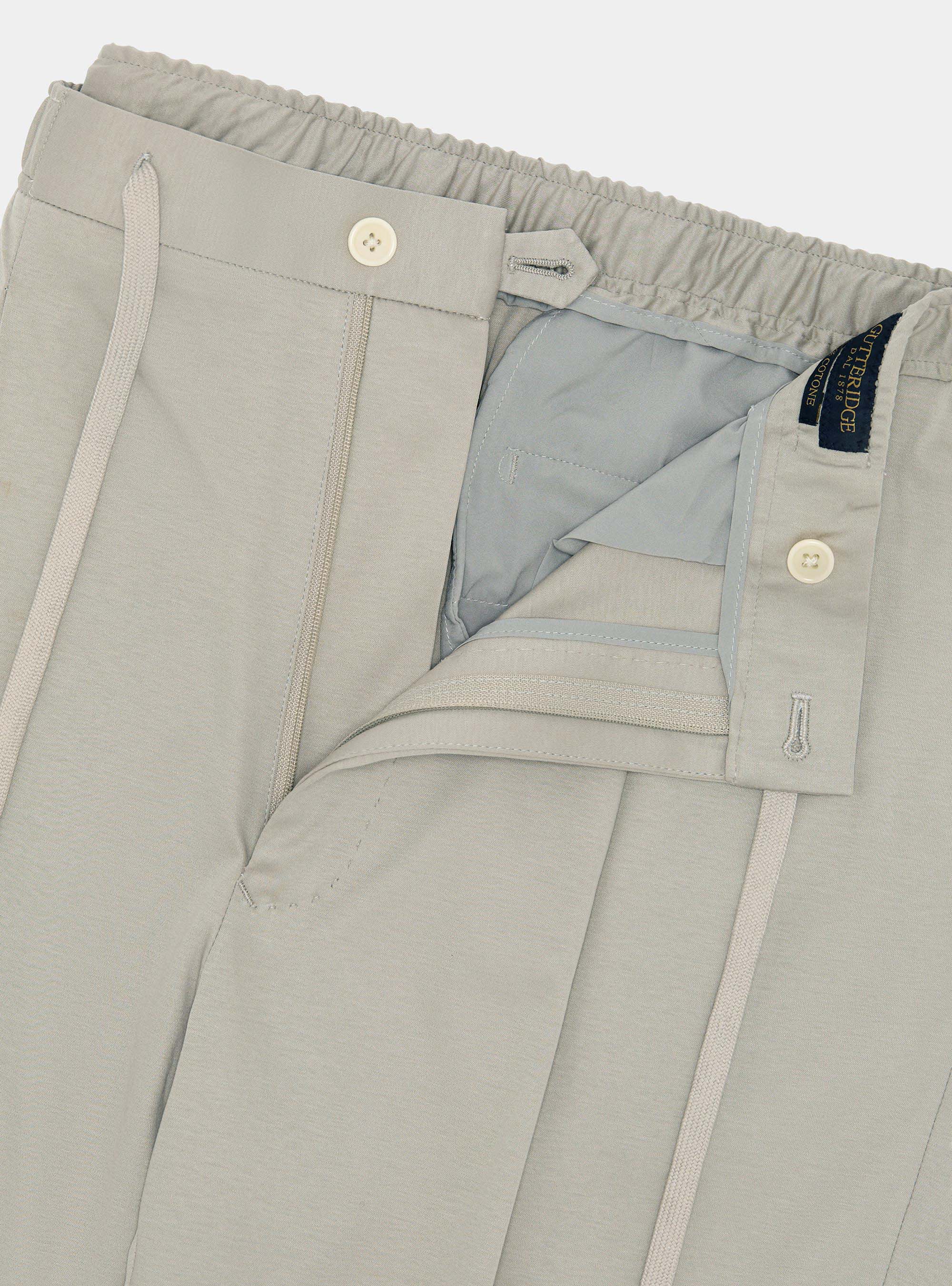 Technical cotton jersey drawstring trousers, ECRU