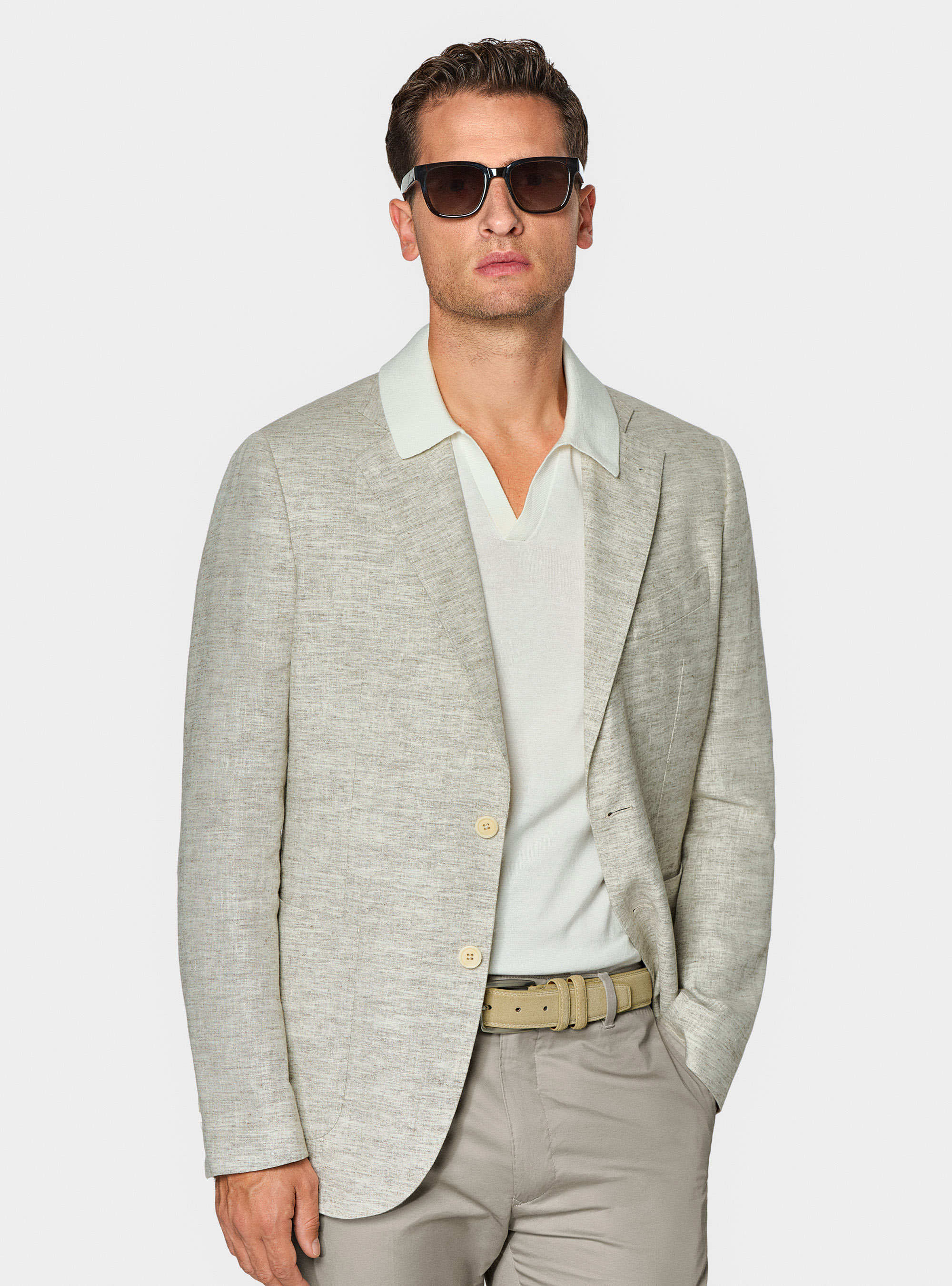 Veste en lin flamm&eacute;, SABLE