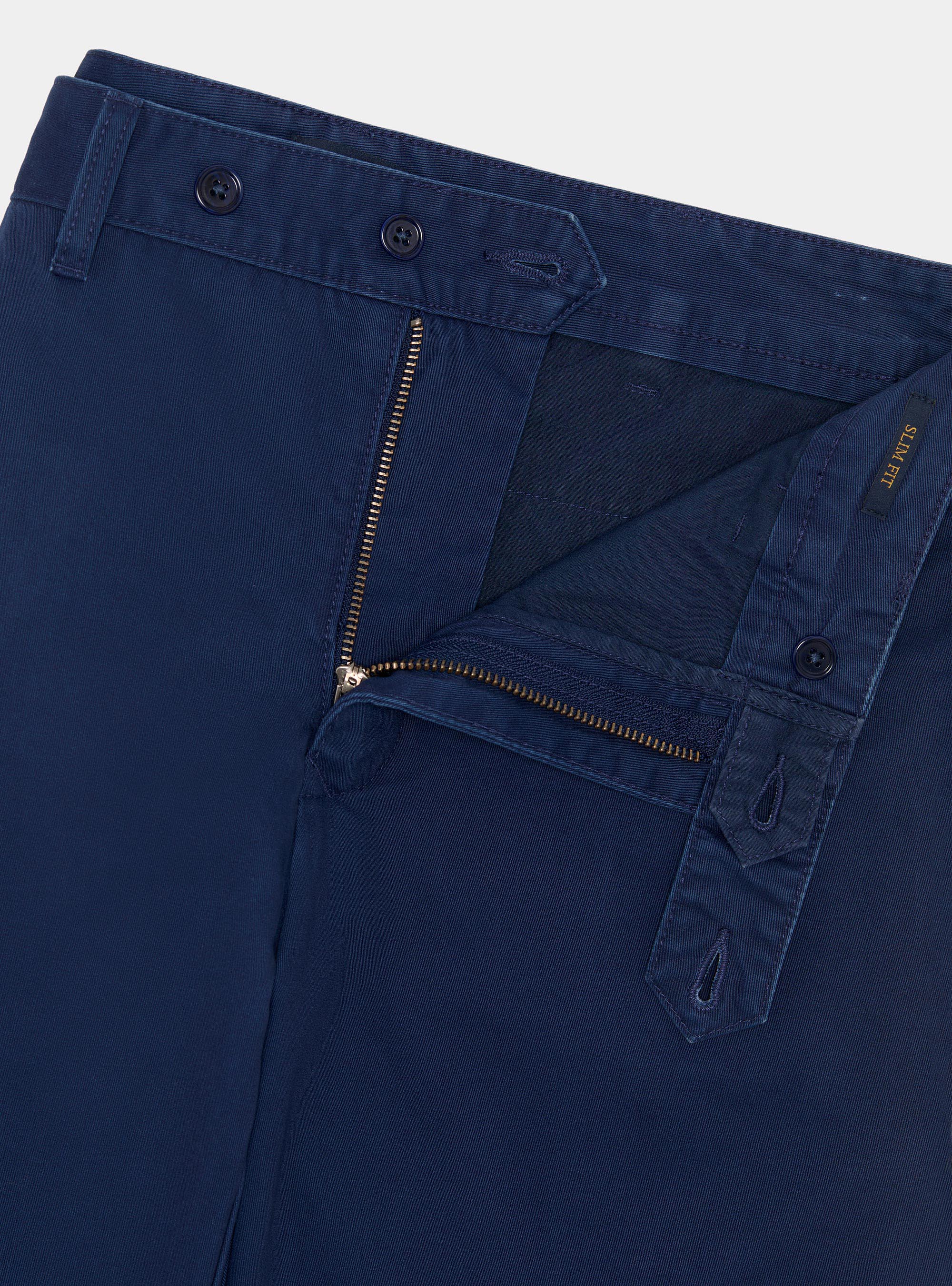 Cotton twill chino trousers, BLUE