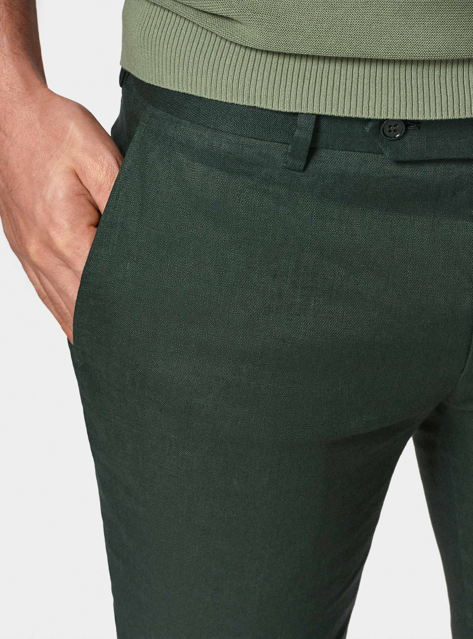 Pure linen suit trousers, GREEN