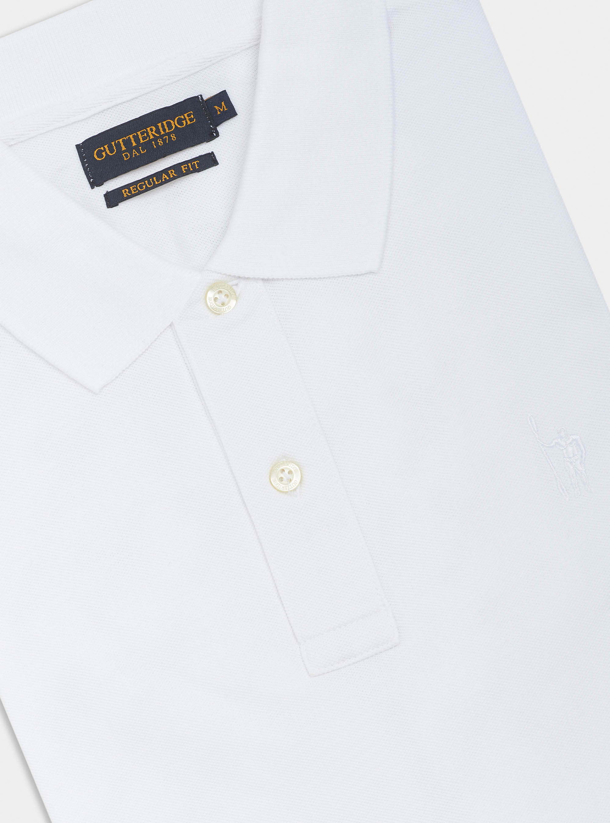 Polo classica con ricamo, BIANCO
