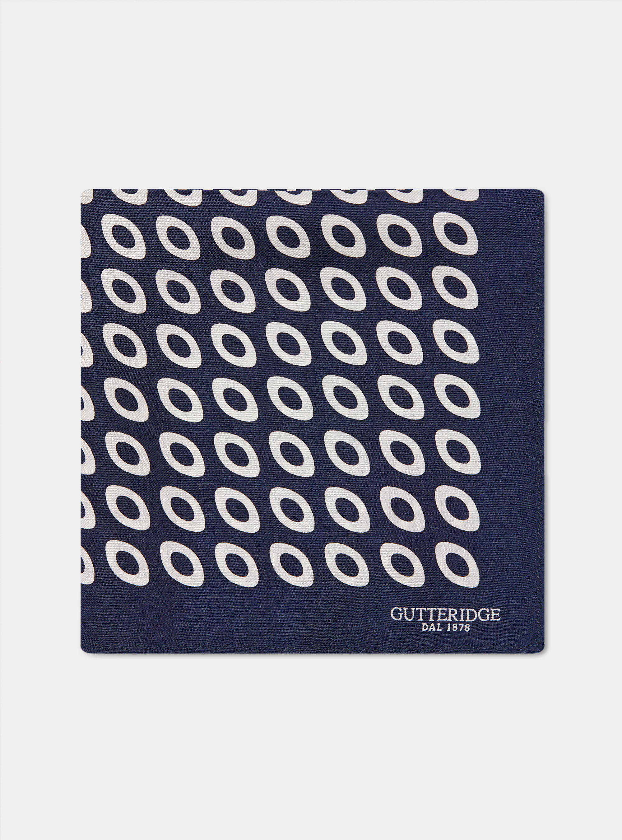 Printed silk optical pocket square, NAVY BLUE