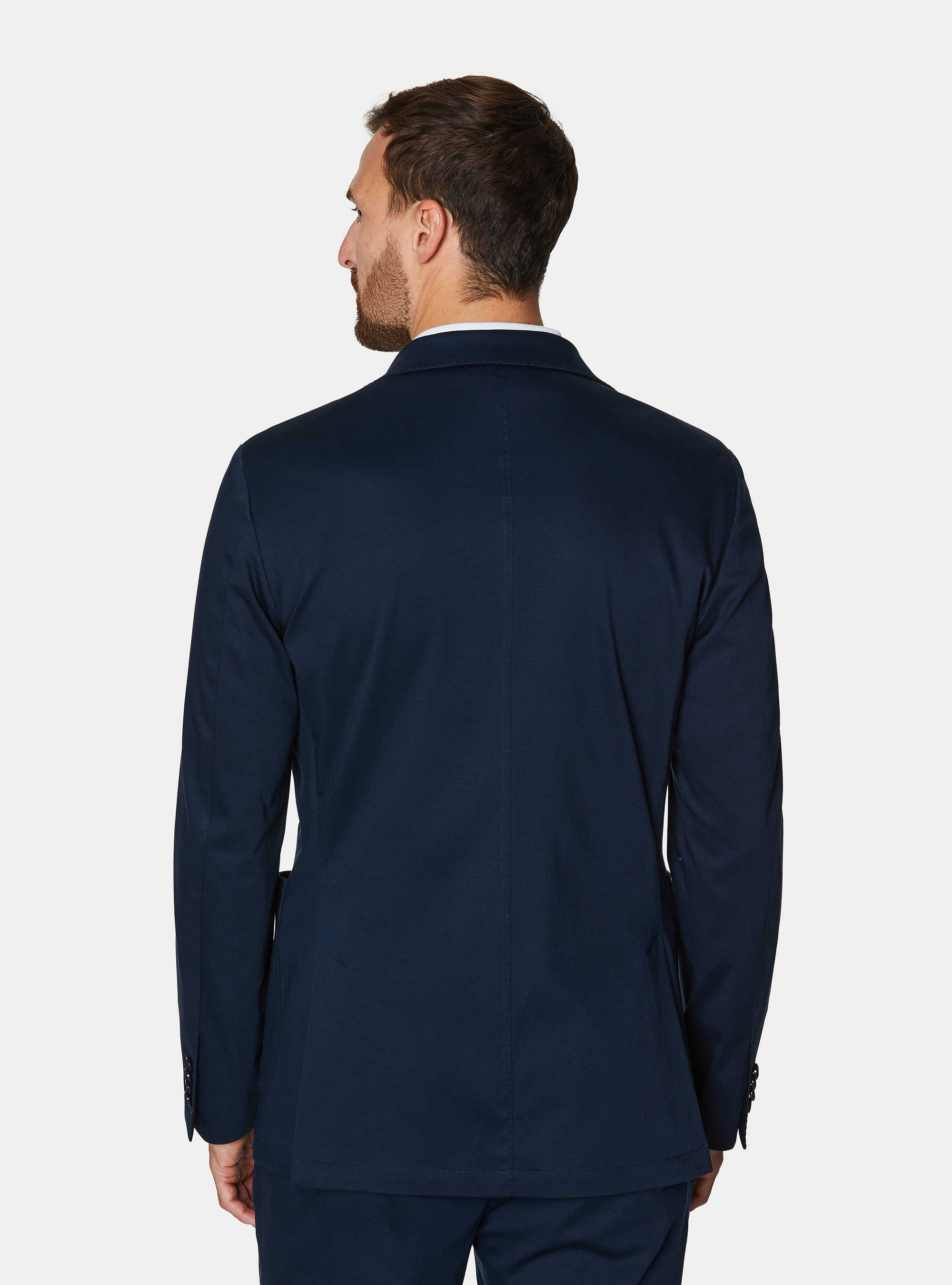 Technical cotton jersey blazer, NAVY BLUE