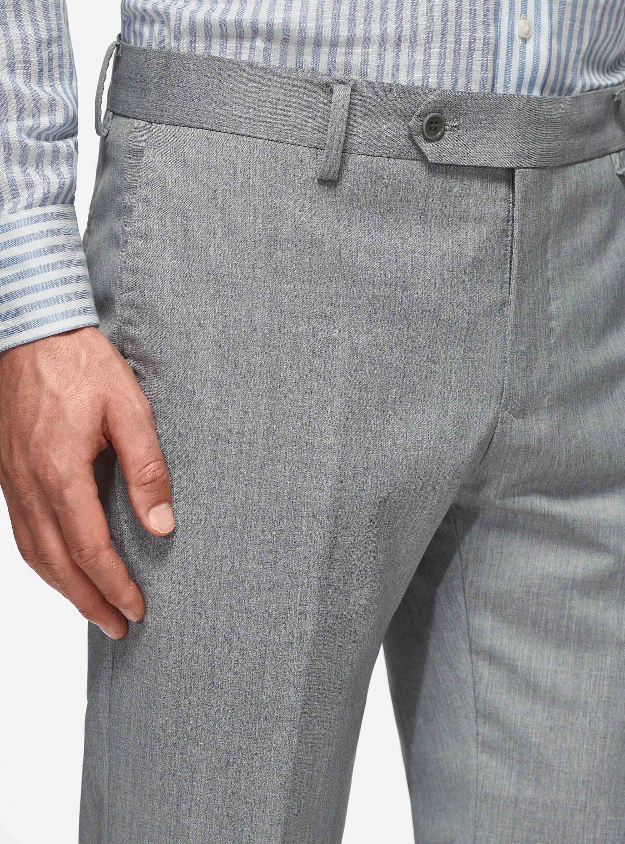 Trousers in pure 110's superfine wool, LIGHT GREY MELANGE