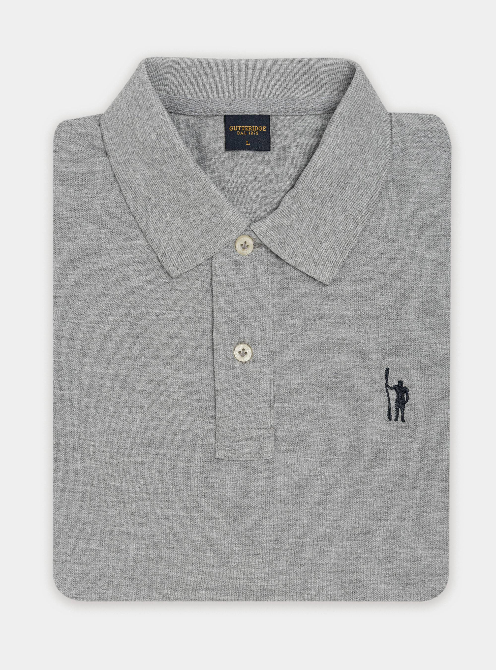 Polo de piqu&eacute; con bordado, GRIS MARENGO