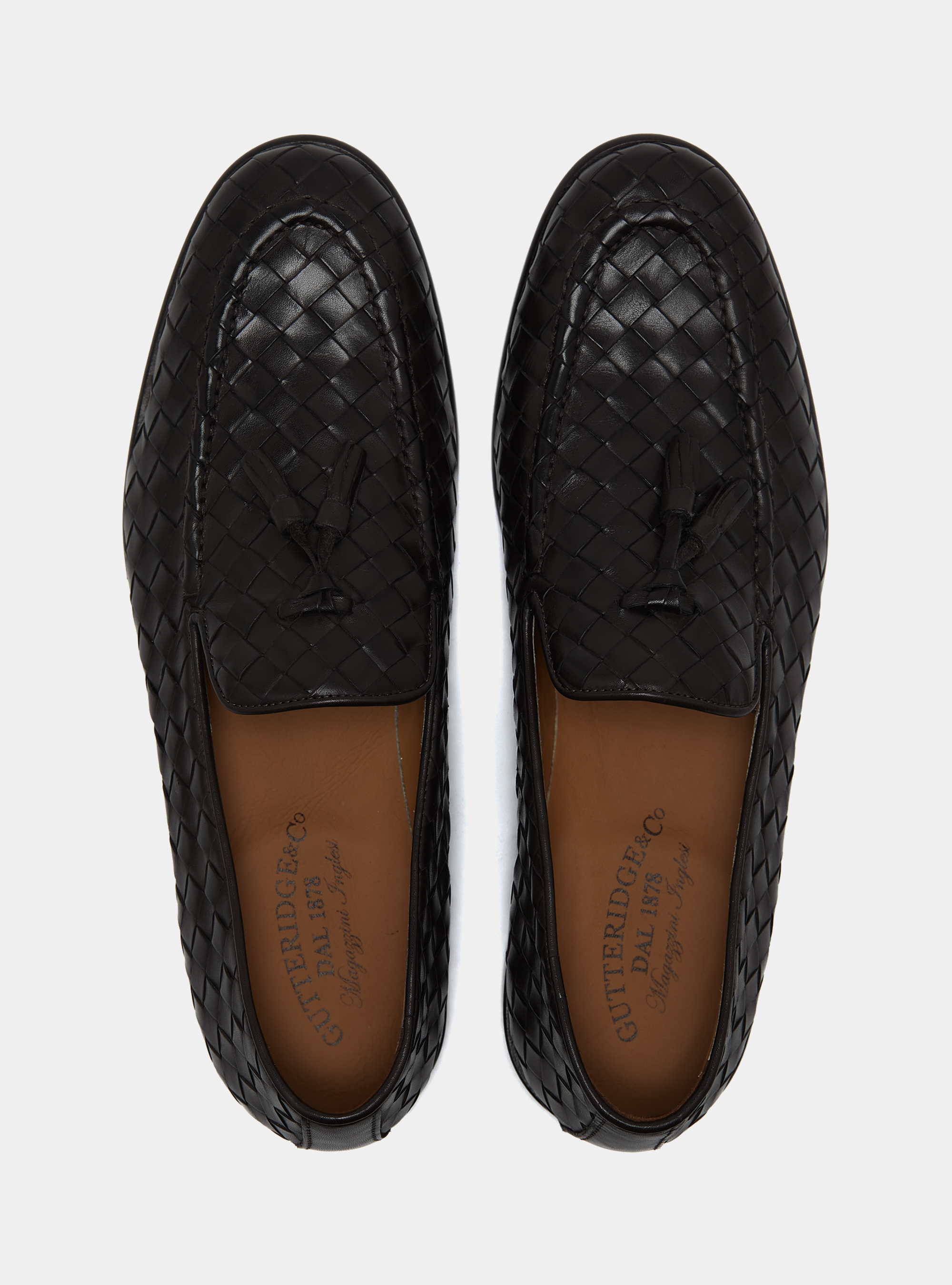 Braided leather moccasins, BROWN