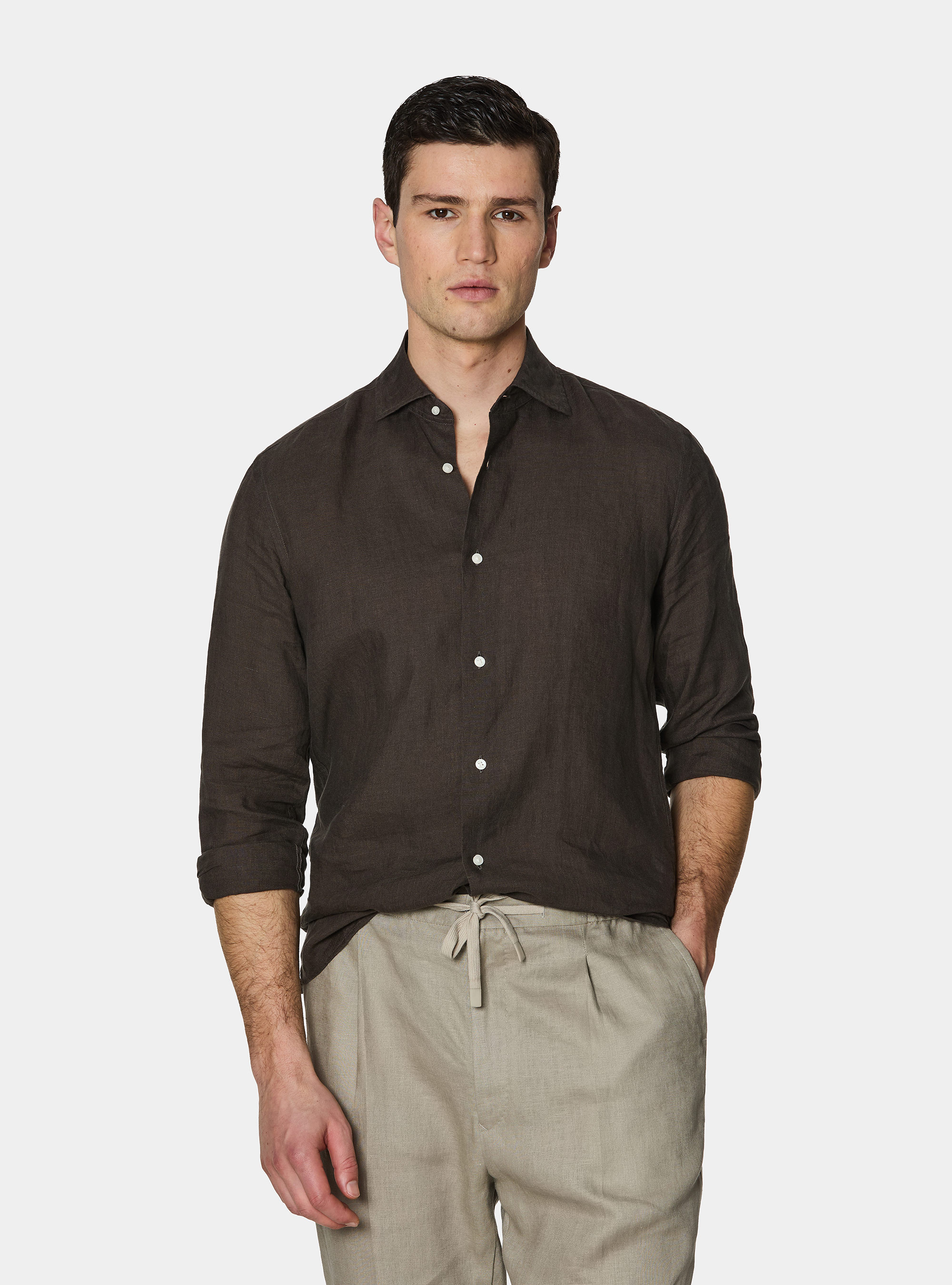 Pure linen shirt, BROWN