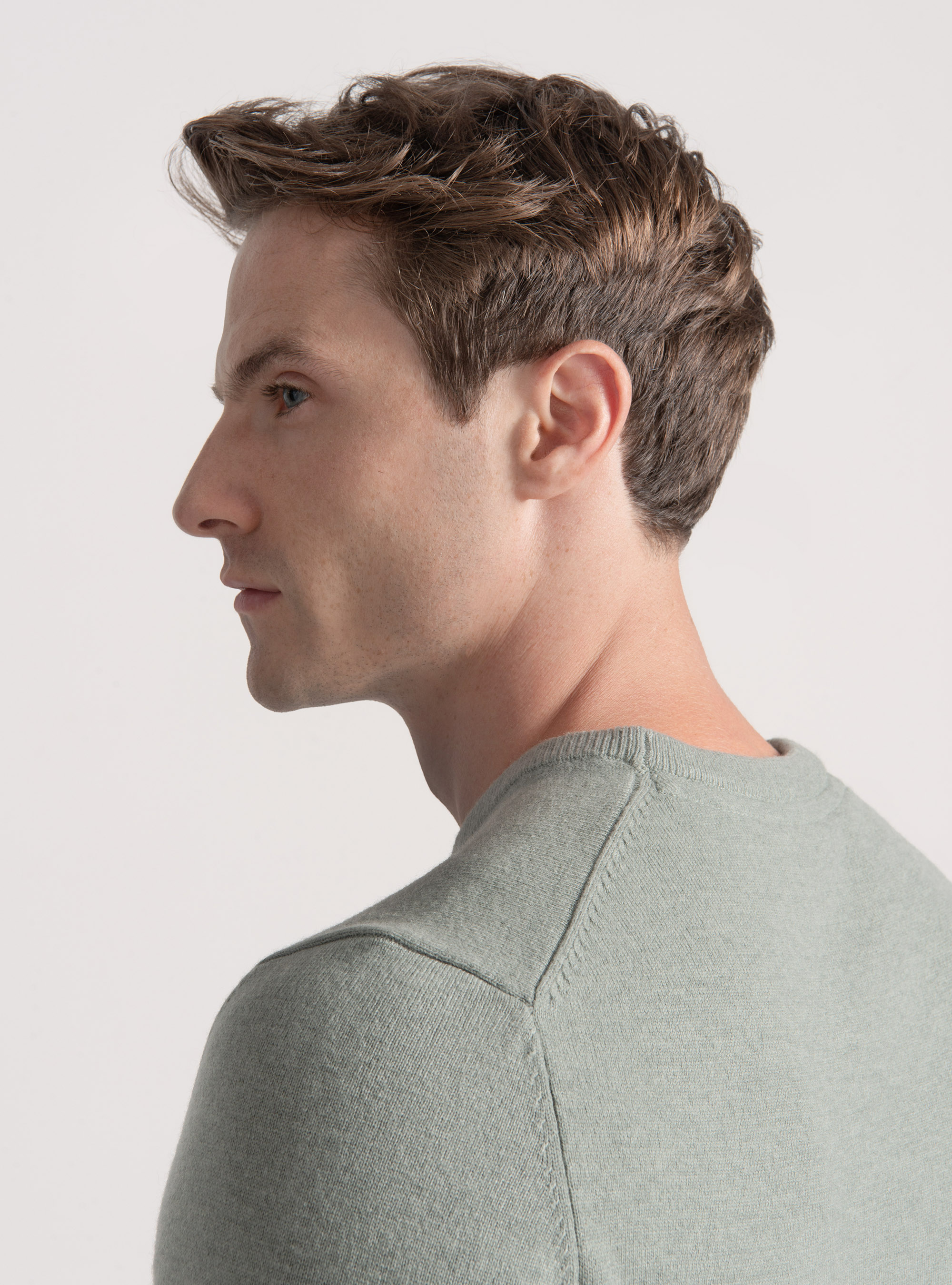 Maglia girocollo in lana lambswool e cashmere, VERDE GIADA 0655C