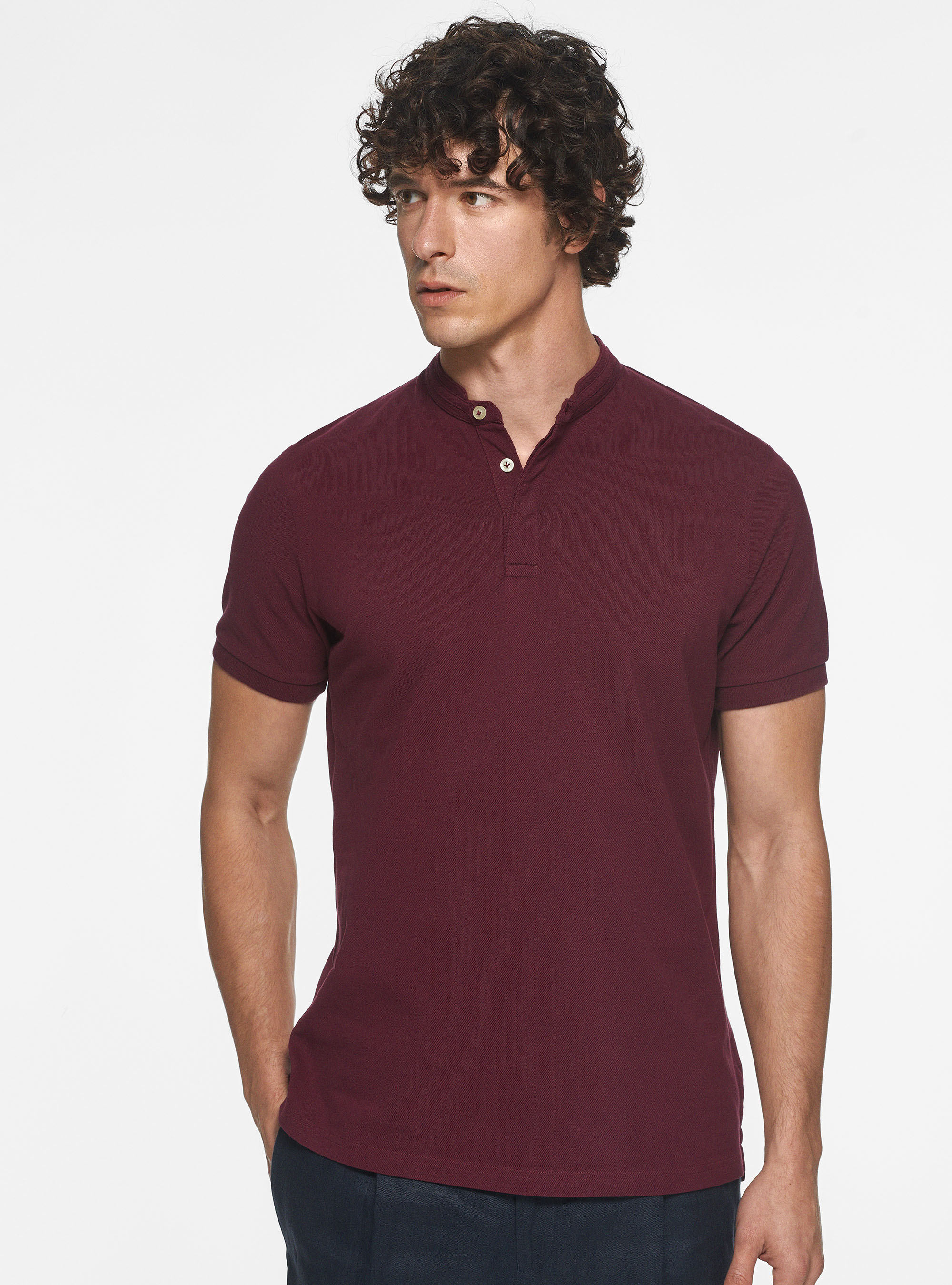 Korean piqu&eacute; polo shirt, BORDEAUX
