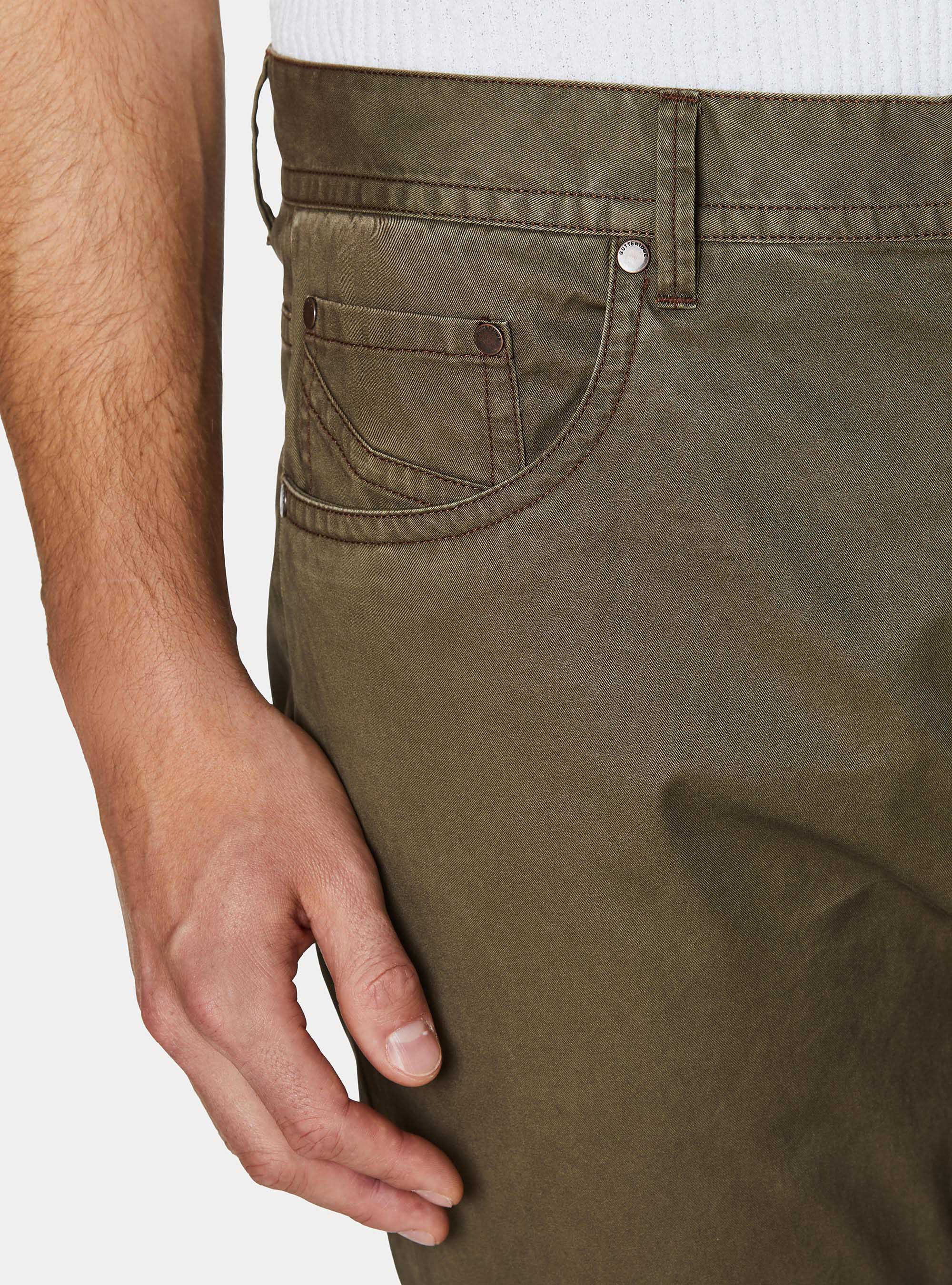 Slim Fit Hose aus Baumwolle, OLIVA 0614C