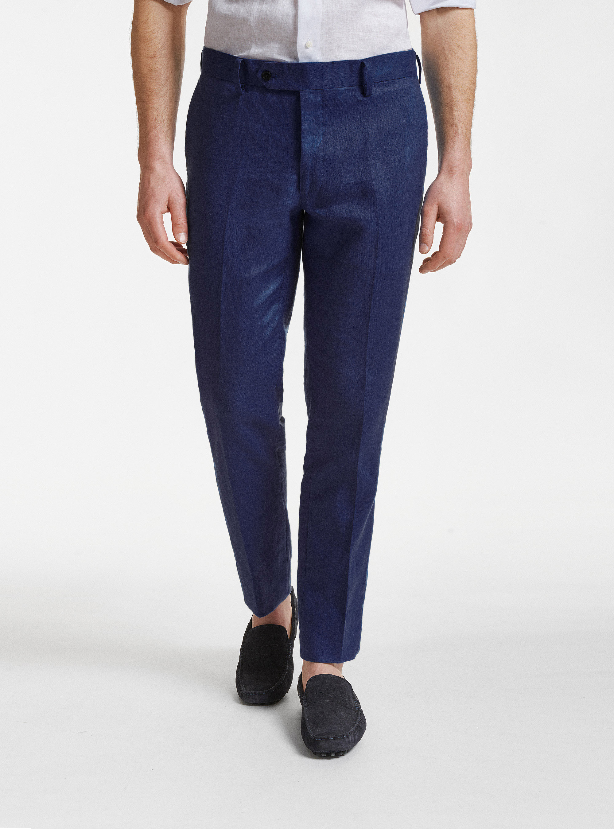 Pure linen suit trousers, BLUE