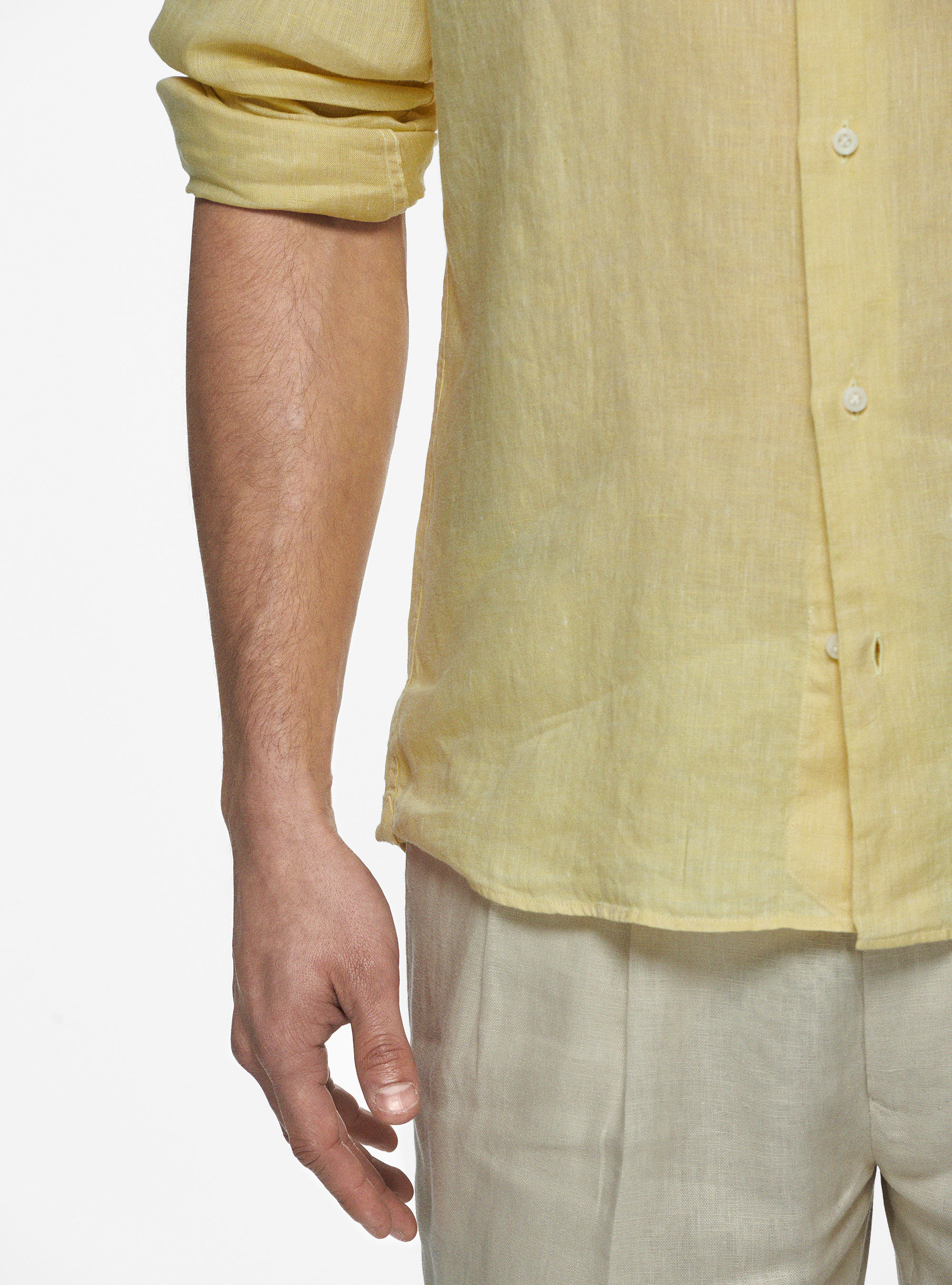 Camicia in puro lino, GIALLO