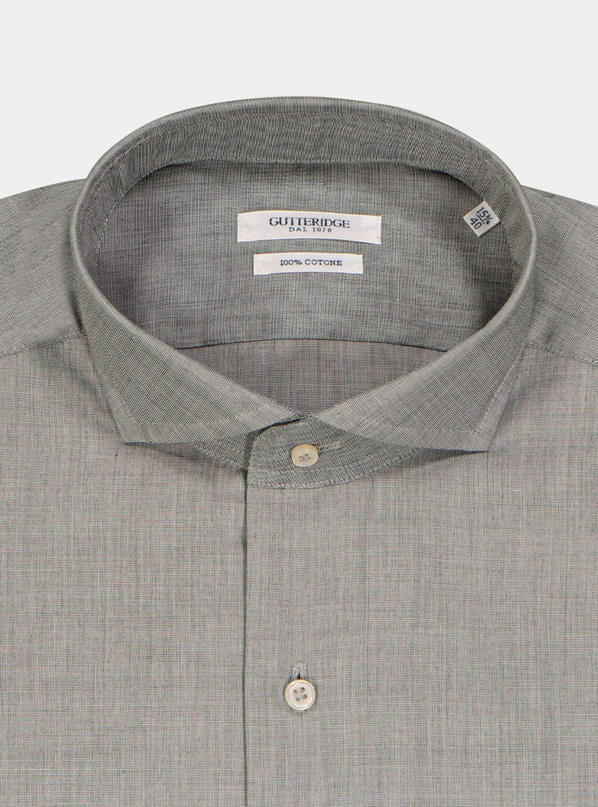 "Fil a fil" french collar shirt, LIGHT GREY MELANGE