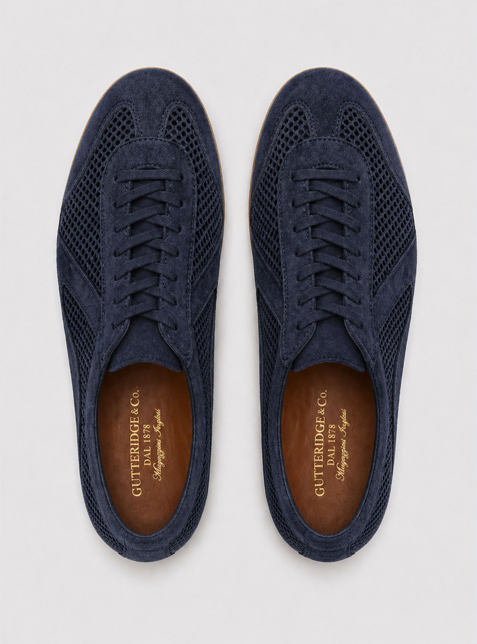 Sneakers en daim et mesh, BLEU MARINE