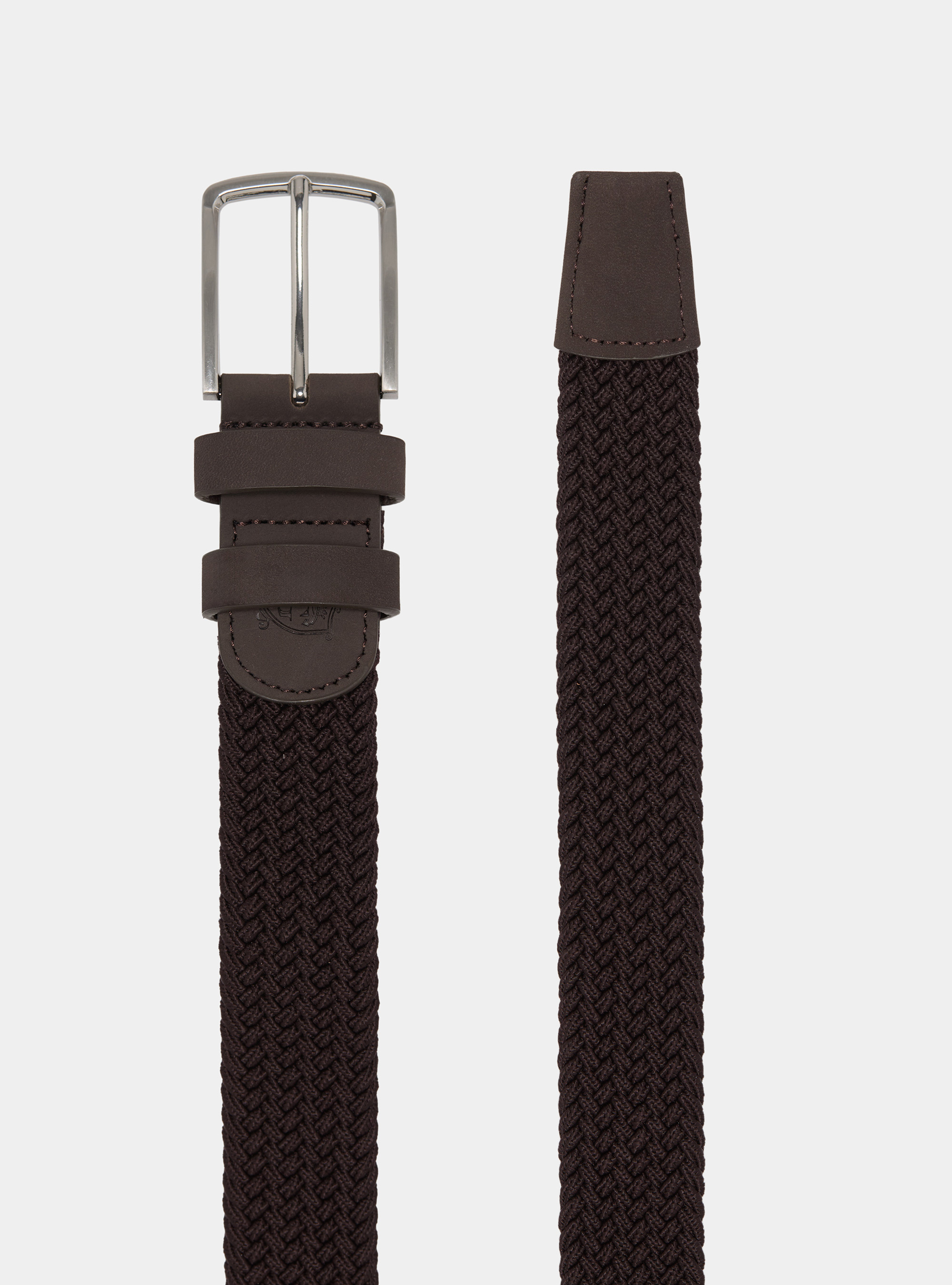 Elastic braided belt, BROWN