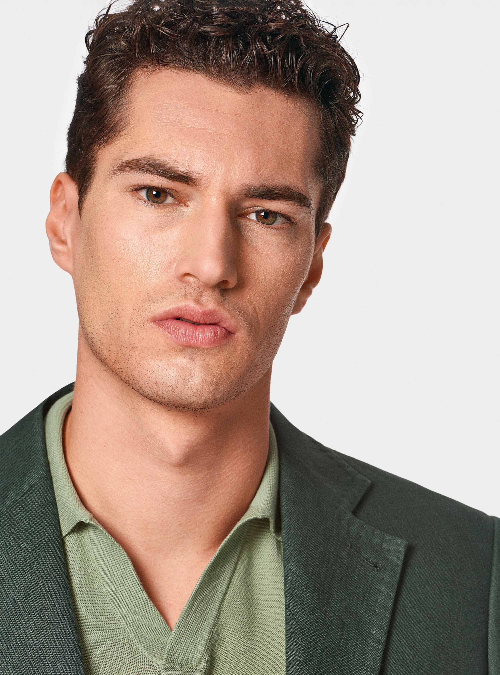 Pure linen suit blazer, GREEN