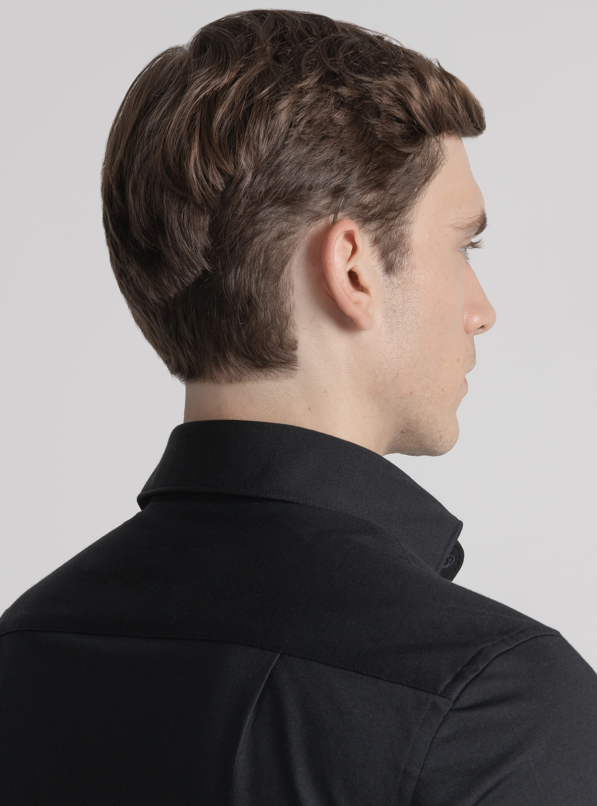 Camicia in jersey di misto cotone, NERO