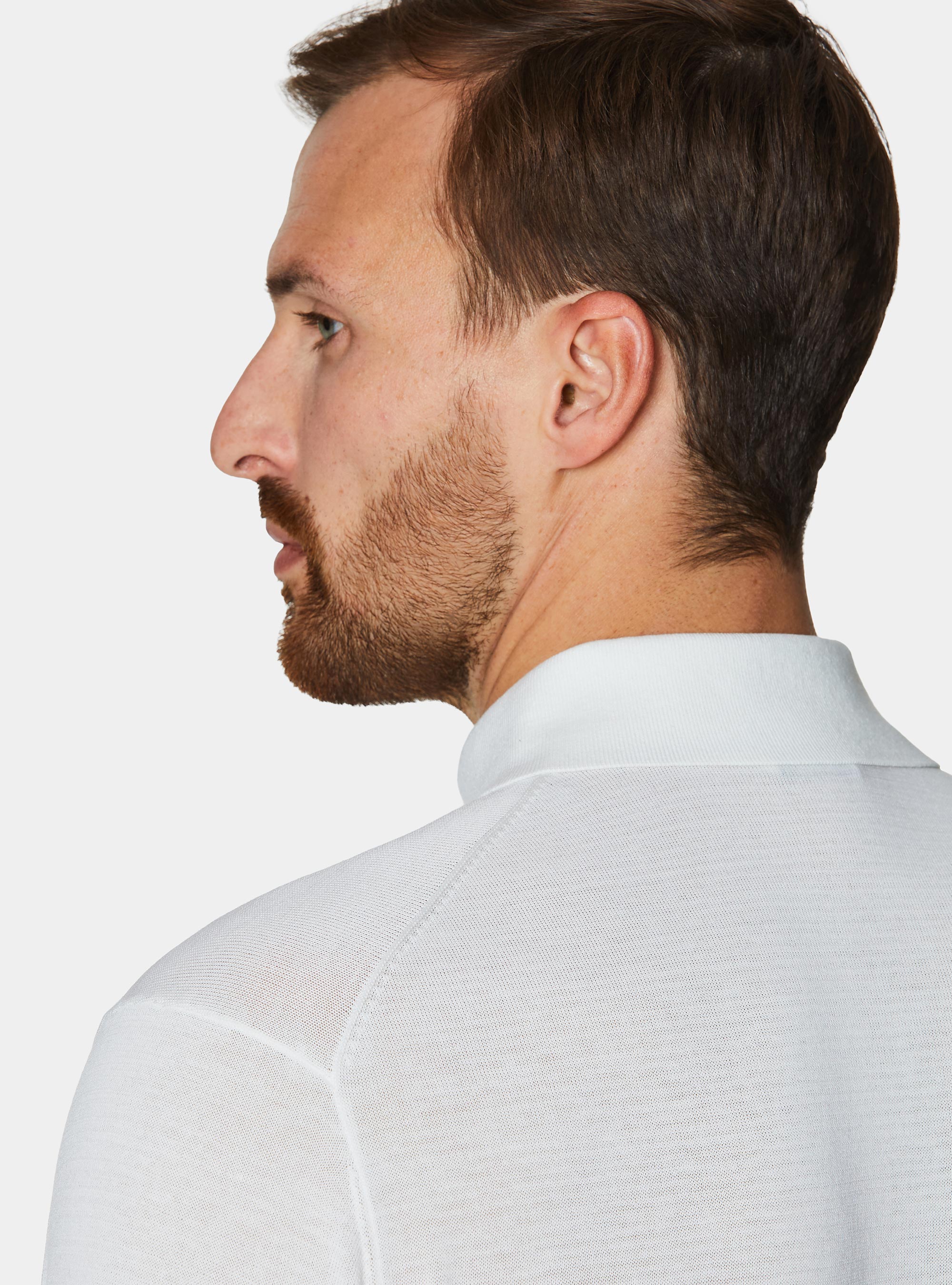 Polo de algod&oacute;n y seda, BLANCO
