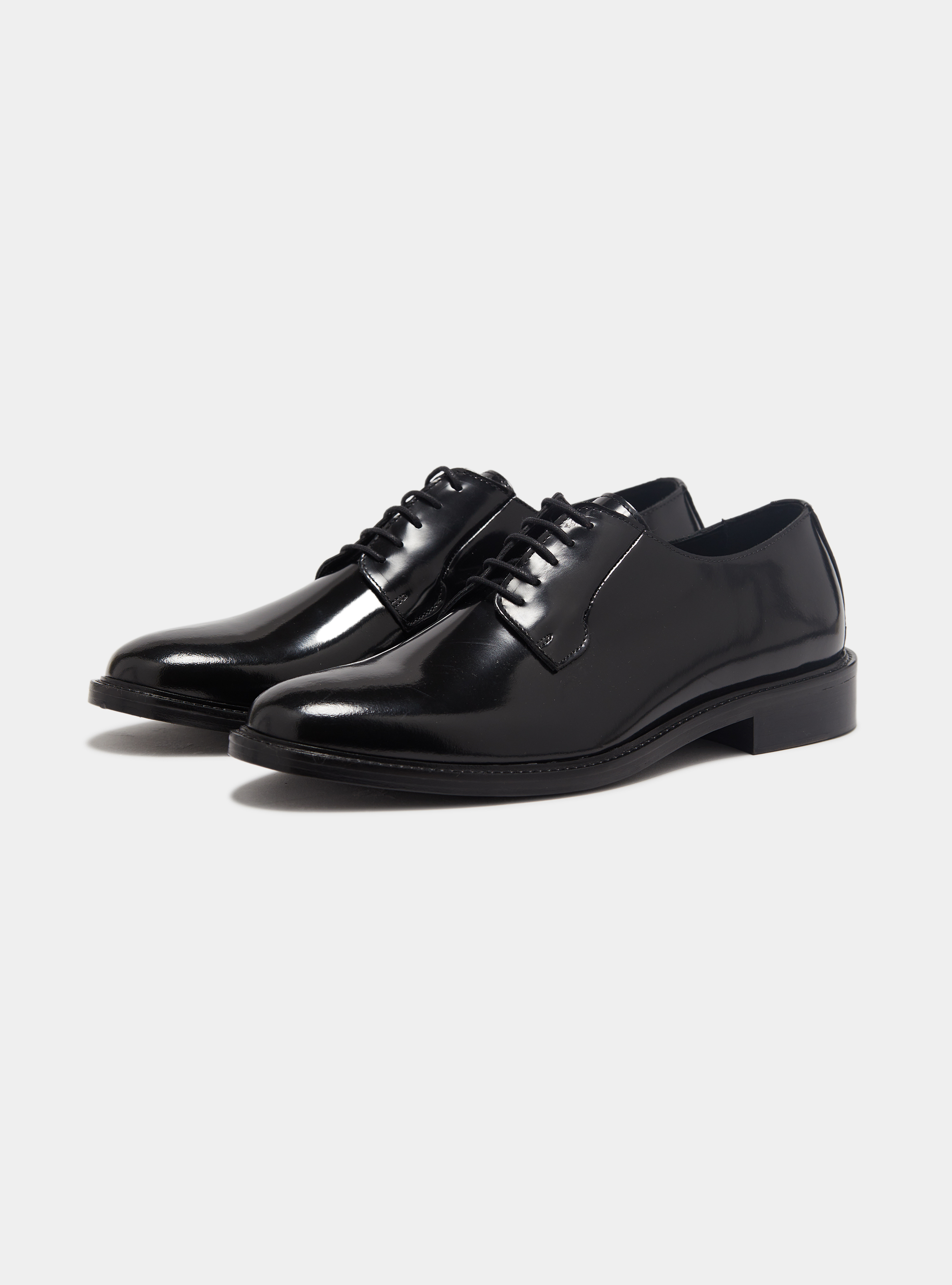 Derby shoes in abrasive leather, BLACK