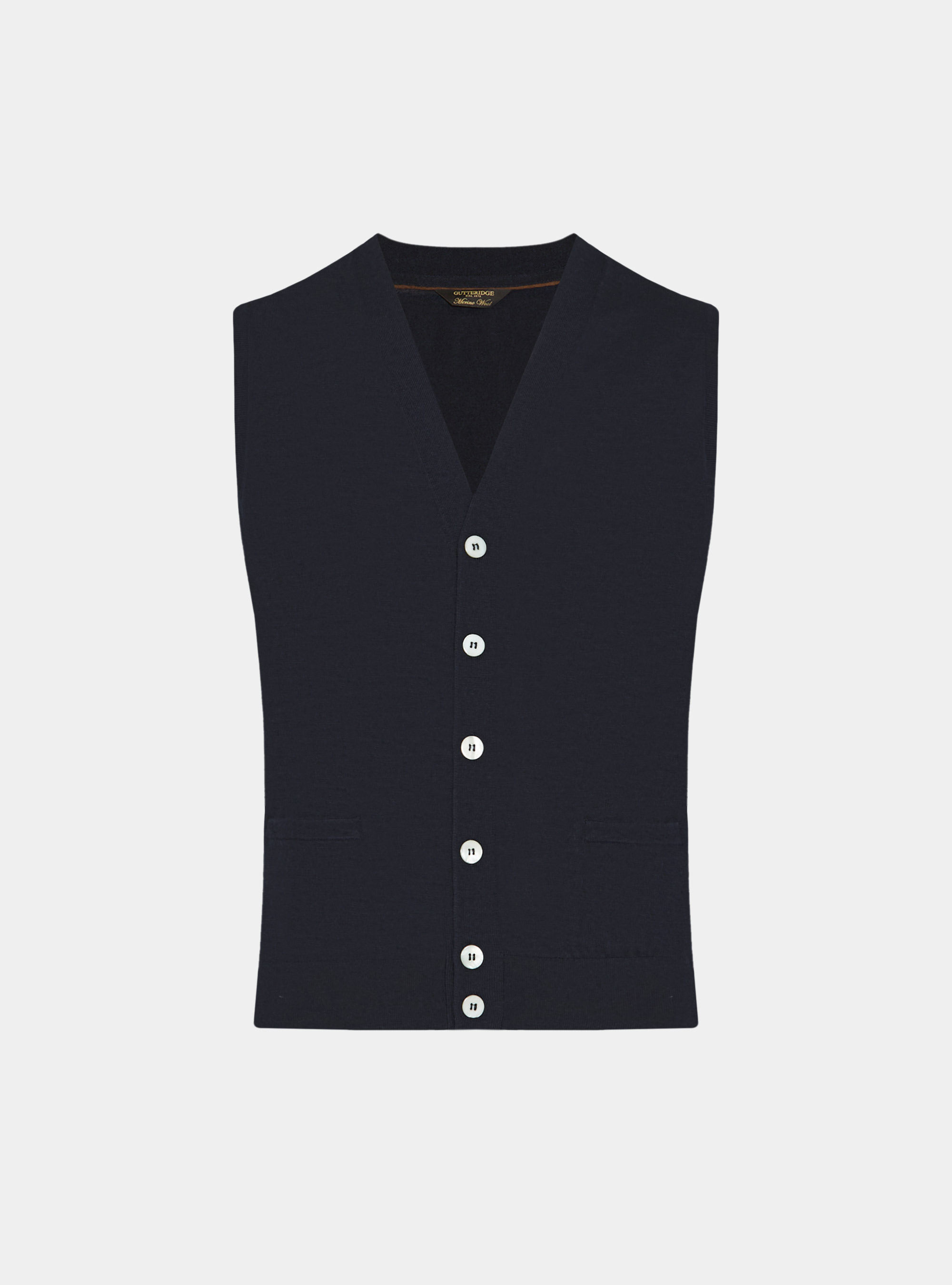 Gilet in maglia con bottoni in lana merino extrafine, BLU NAVY