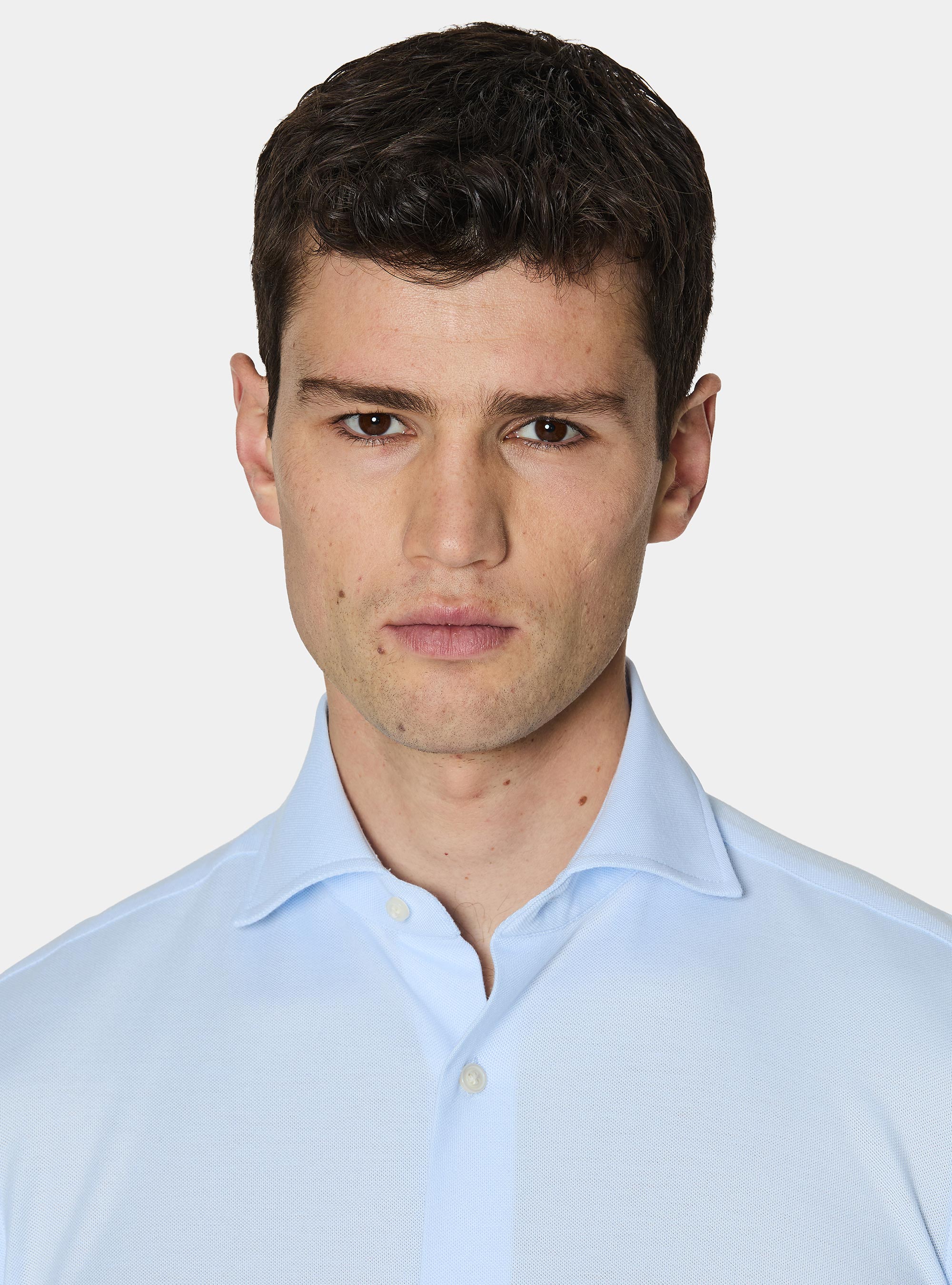 GT01 pique cotton blend polo shirt, LIGHT BLUE