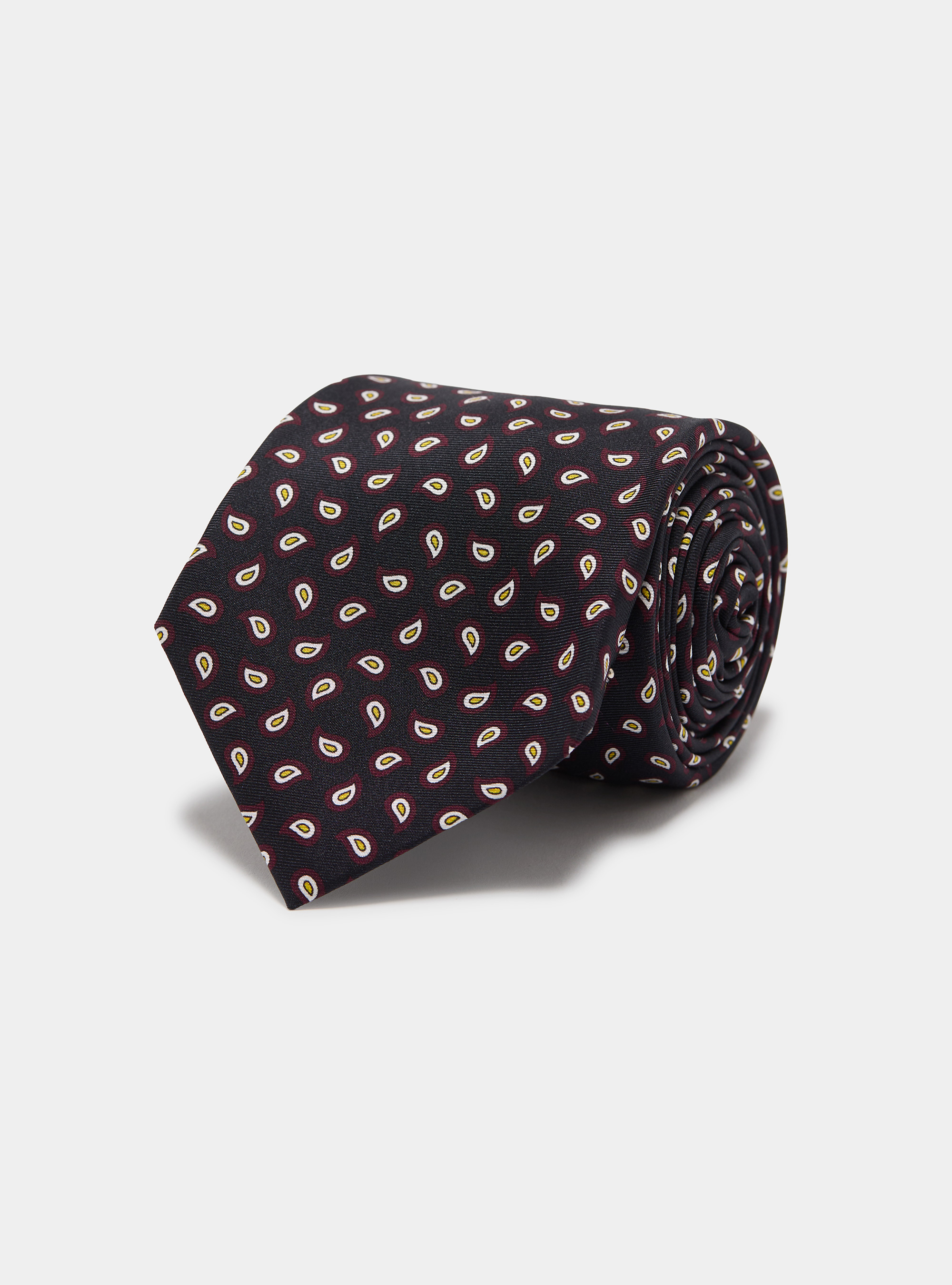 Paisley-patterned silk tie, NAVY BLUE