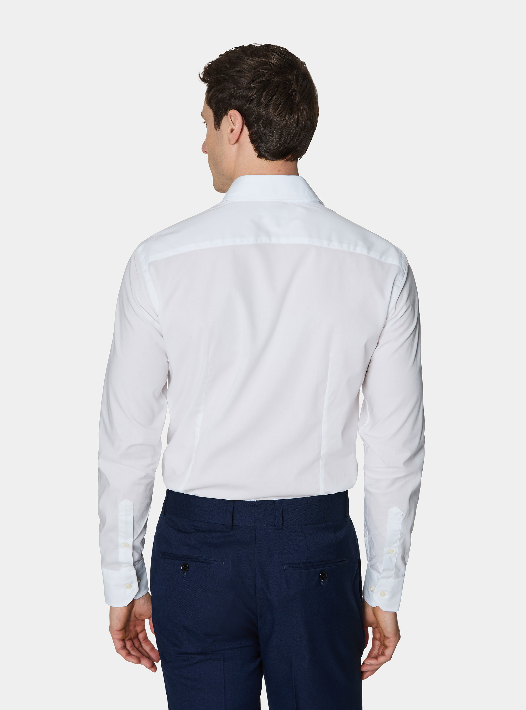 Camisa de popel&iacute;n de algod&oacute;n el&aacute;stico, BLANCO