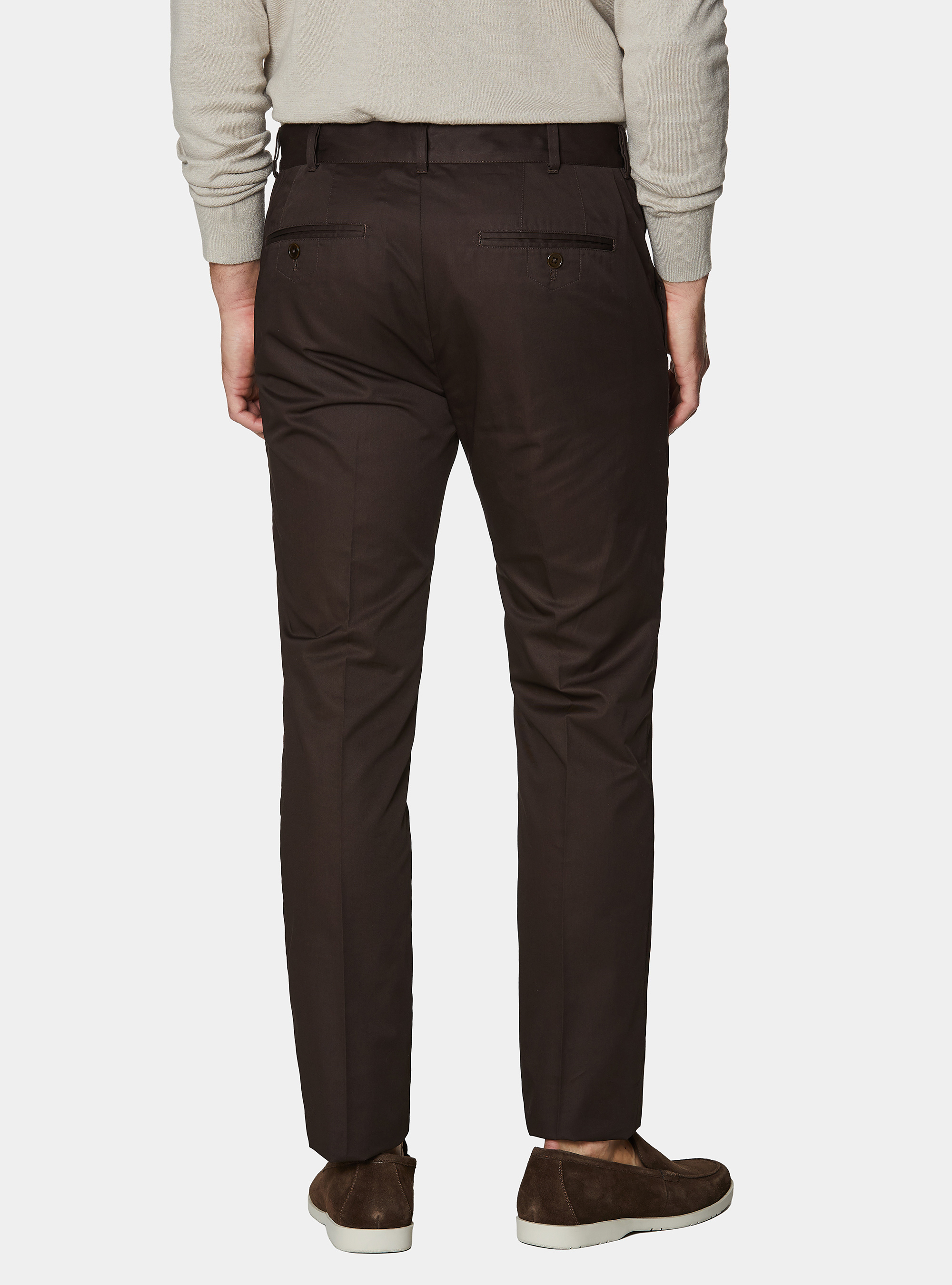 Lightweight twill slim fit chino trousers, BROWN