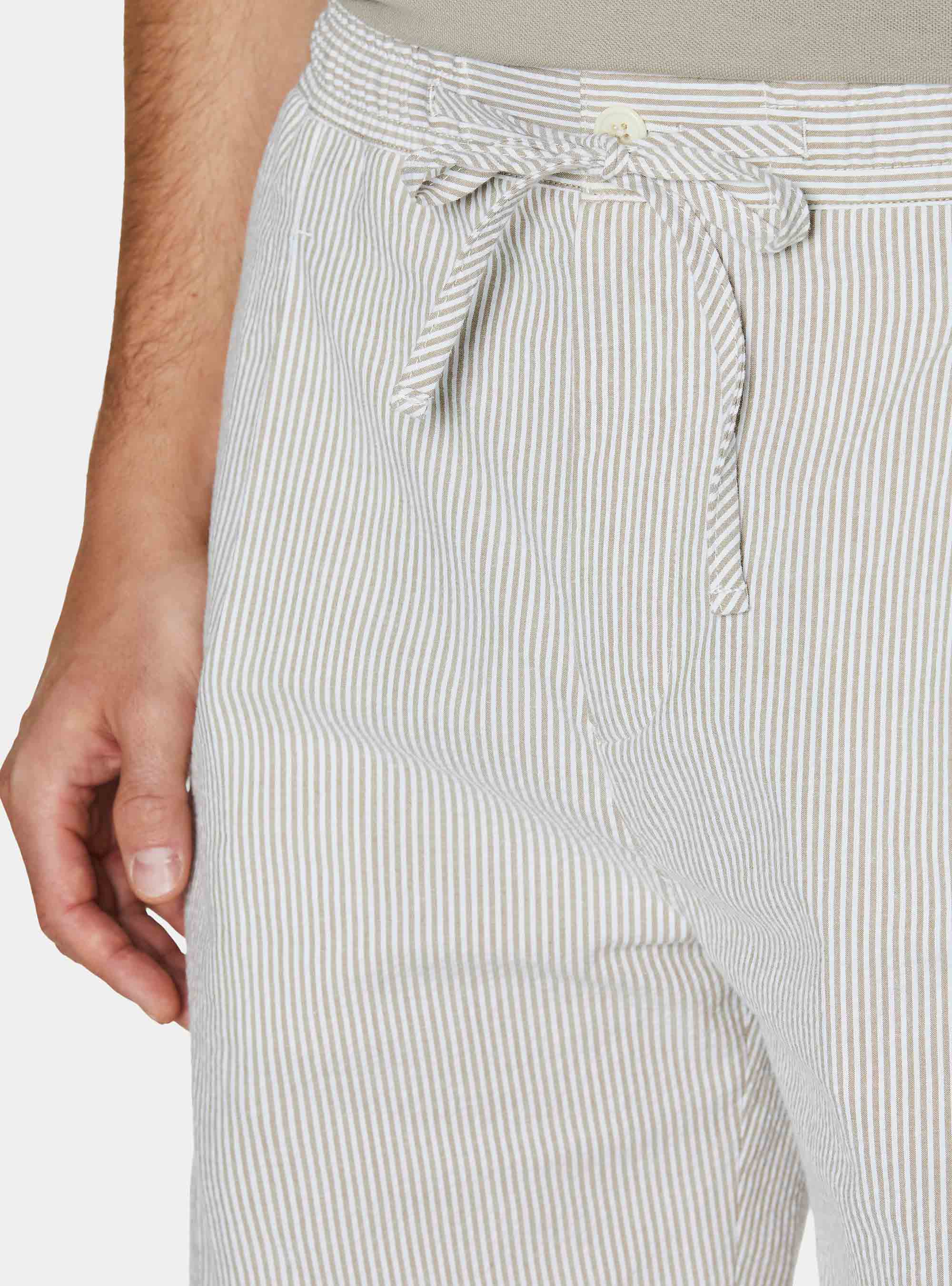 Bermudas de algod&oacute;n el&aacute;stico seersucker con cord&oacute;n, ARENA