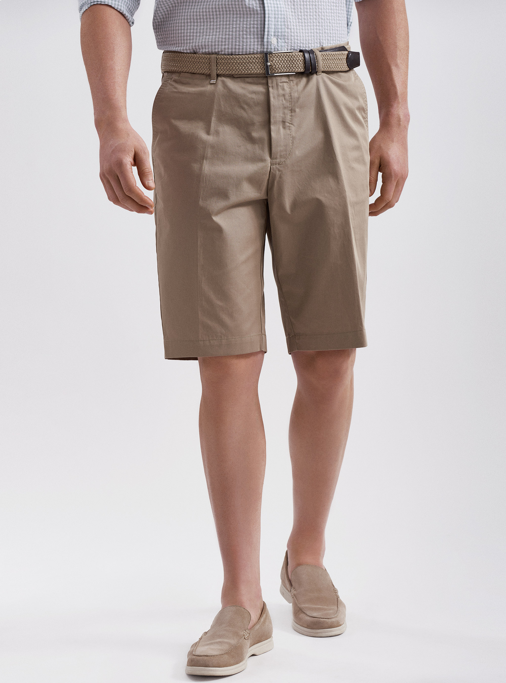 Bermuda in twill di cotone leggero, FANGO