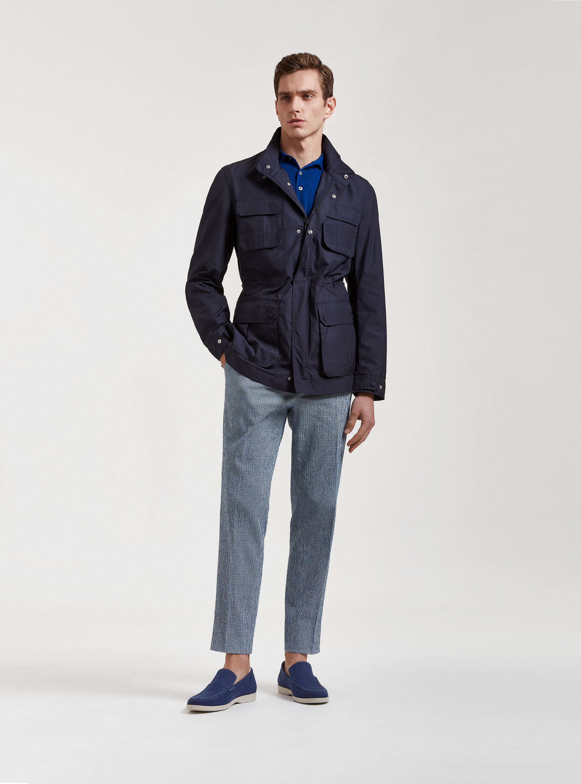 Field jacket en tejido t&eacute;cnico, AZUL MARINO