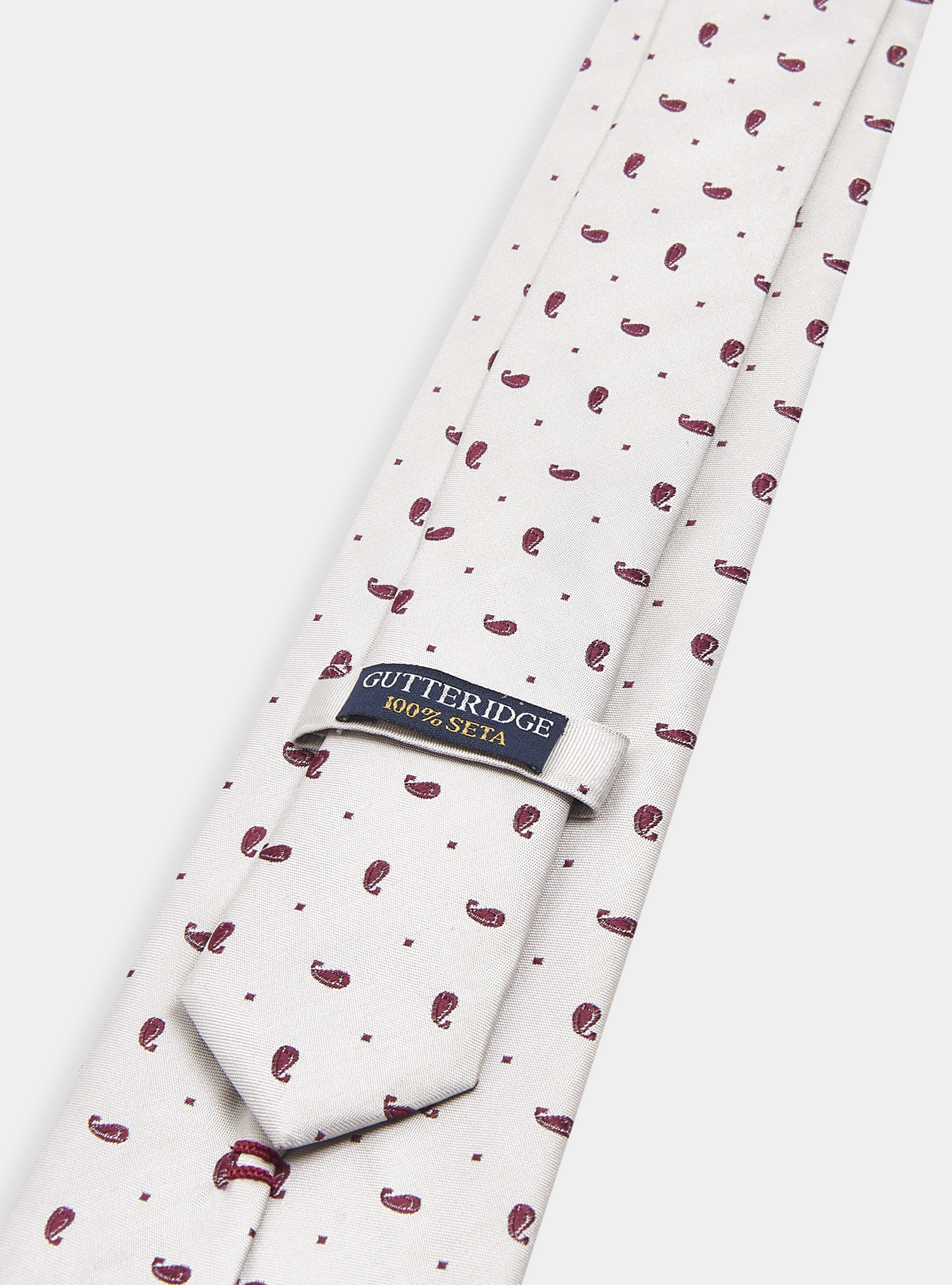 Cravate en soie jacquard, ECRU/BORDEAUX EB01