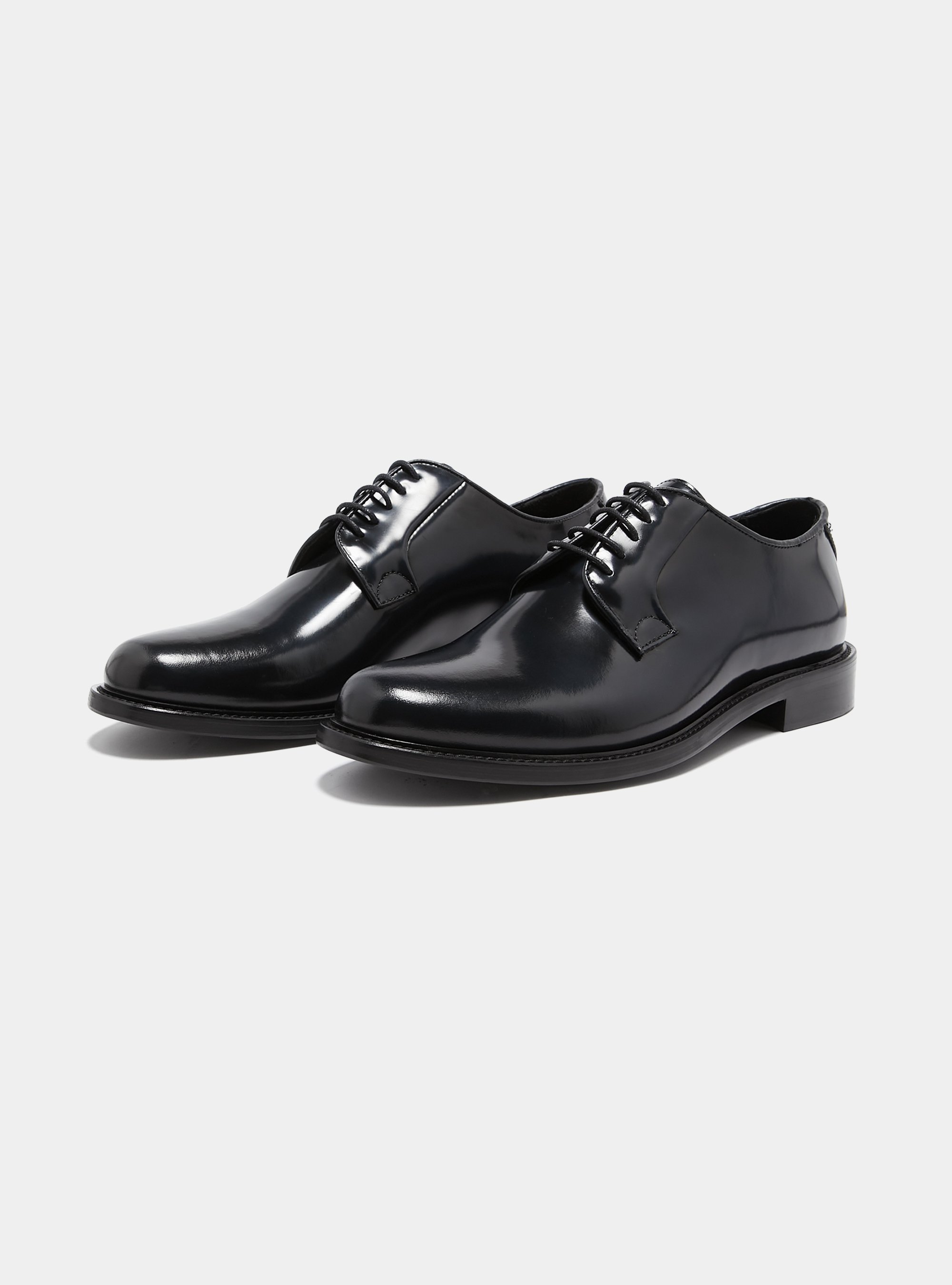 Abrasivated leather derby, NAVY BLUE