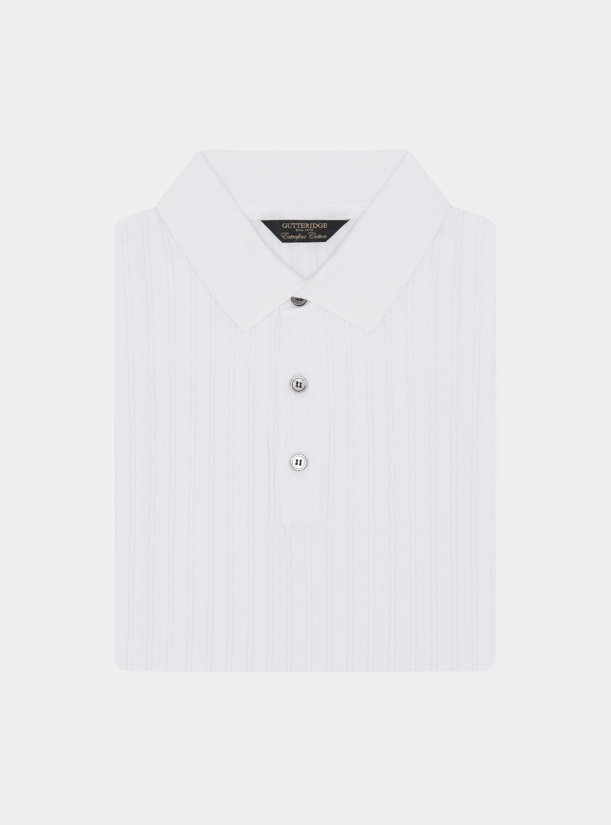 Polo de punto de algod&oacute;n extrafino con canal&eacute; calado, BLANCO