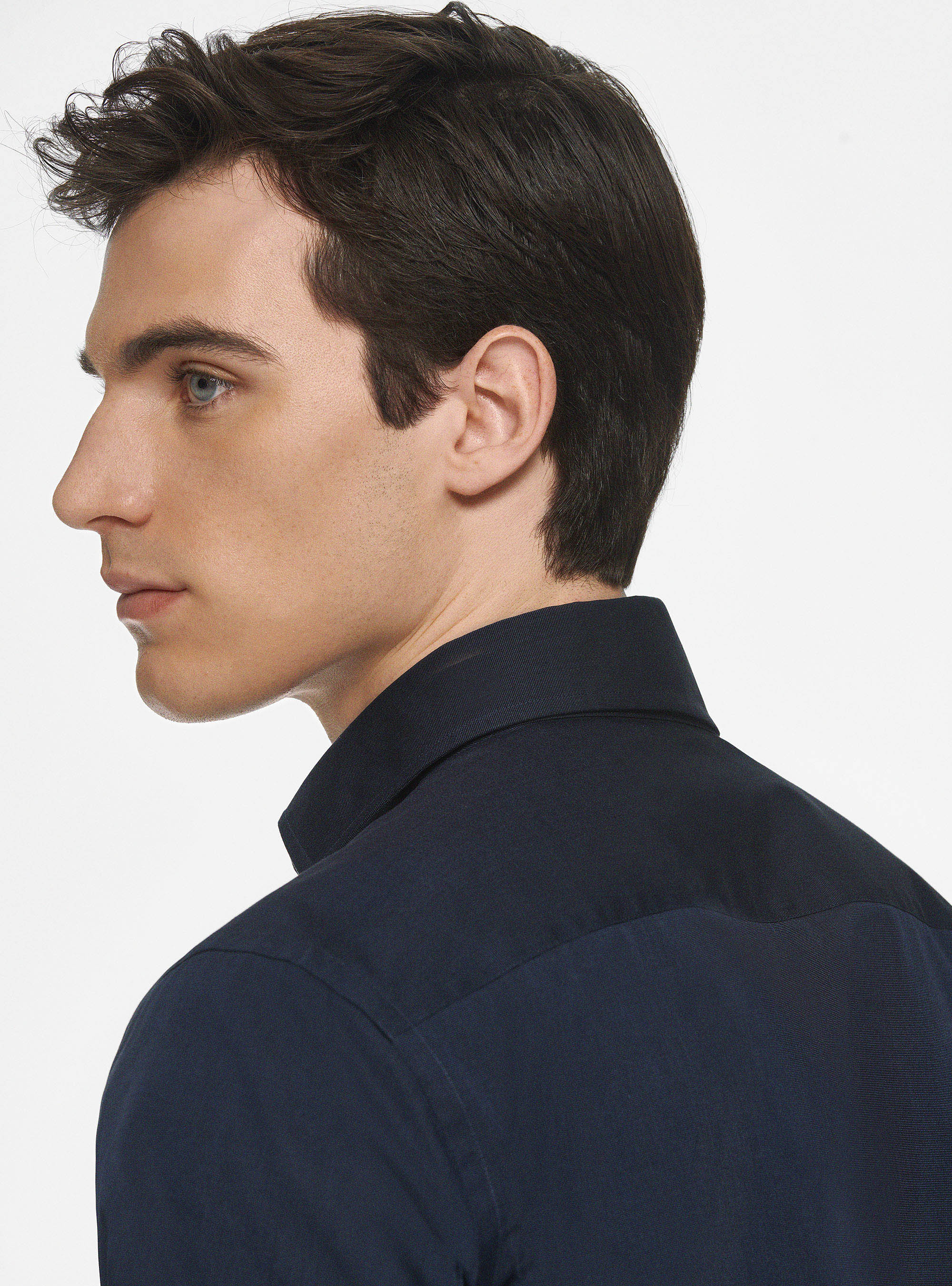 Chemise en coton fil &agrave; fil, BLEU MARINE