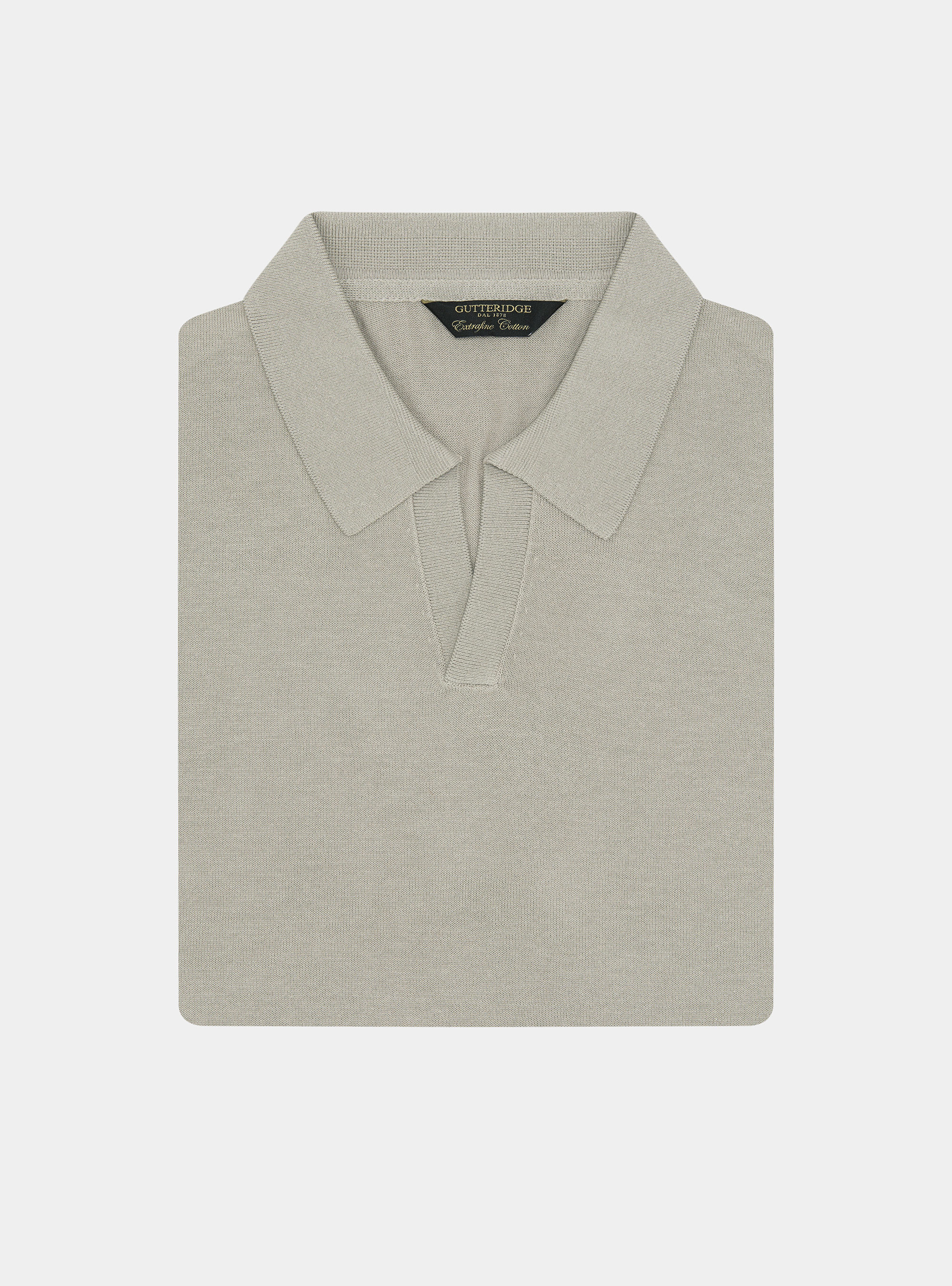 Buttonless knitted polo shirt in extra-fine cotton, SAND